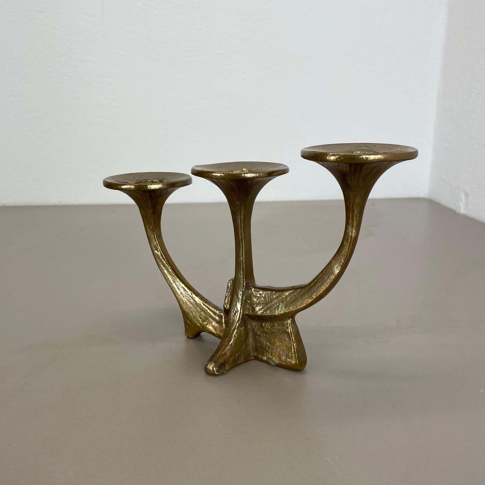 425.0 Midcentury Brutalist Bronze Candleholder By Michael Harjes, Germany, 1960s photo