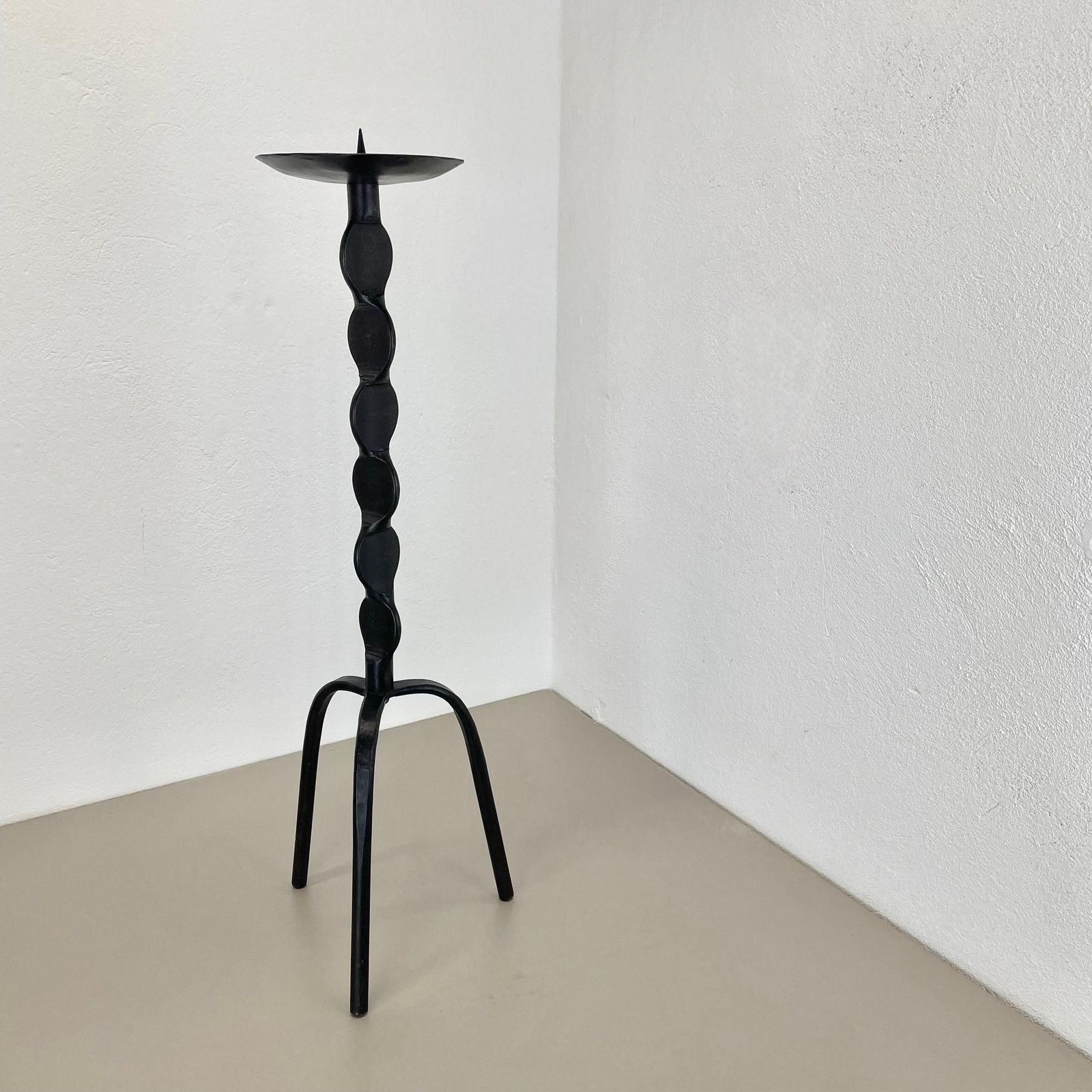 Xl 75cm Modernist Sculptural Brutalist Metal Floor Candleholder, Germany, 1970s photo furniture
