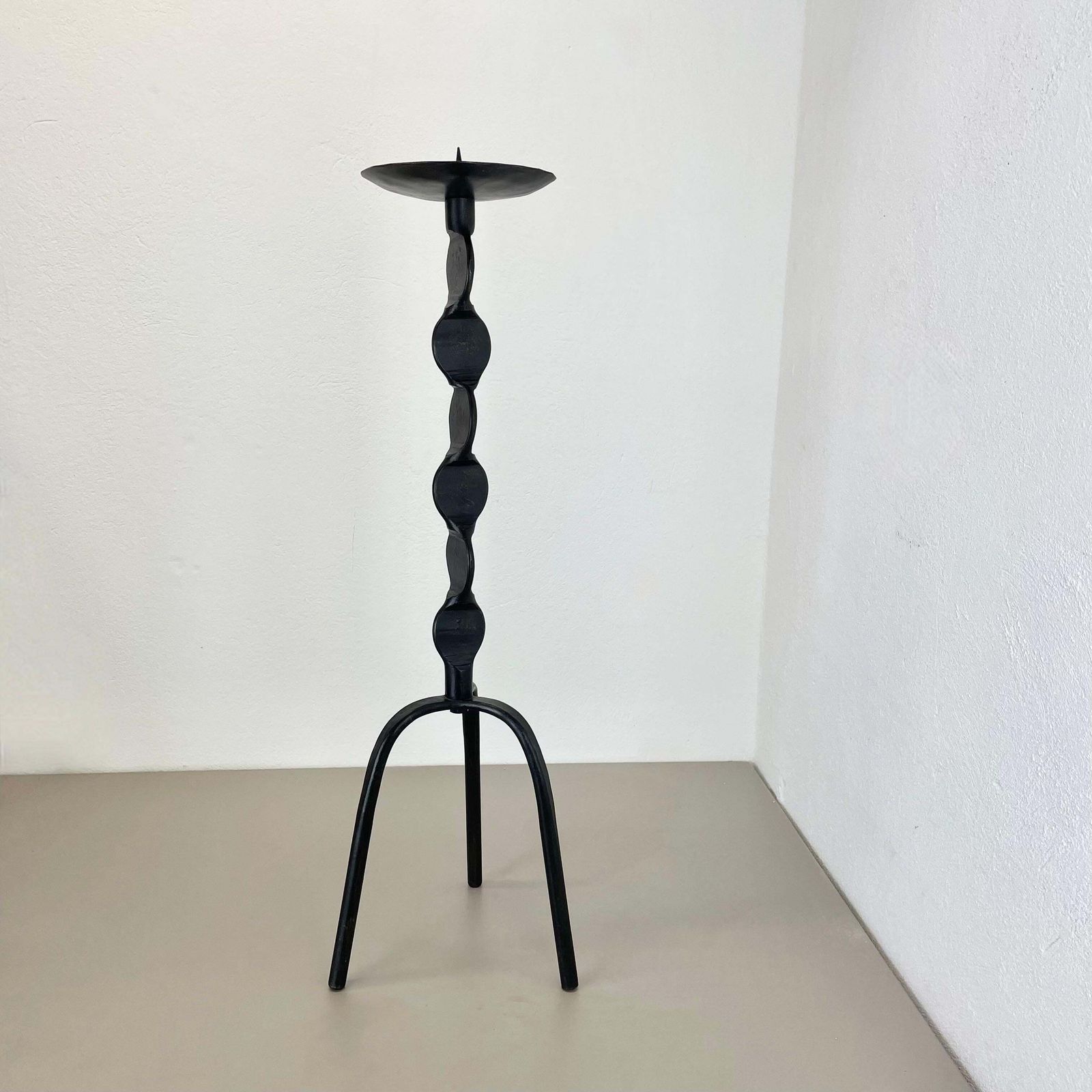 Xl 75cm Modernist Sculptural Brutalist Metal Floor Candleholder, Germany, 1970s photo for sale