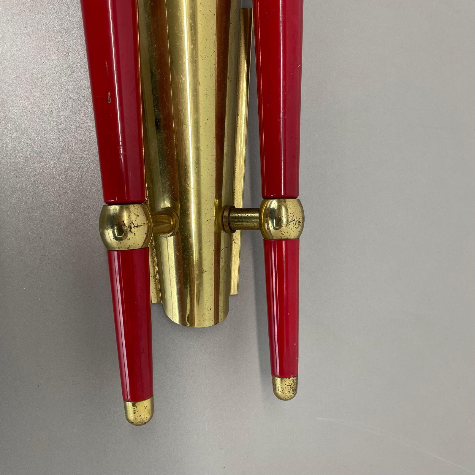 Lighting Rare Minimalist 32cm Brass Stilnovo Style Theatre Wall Light Sconce, Italy 1950s photo
