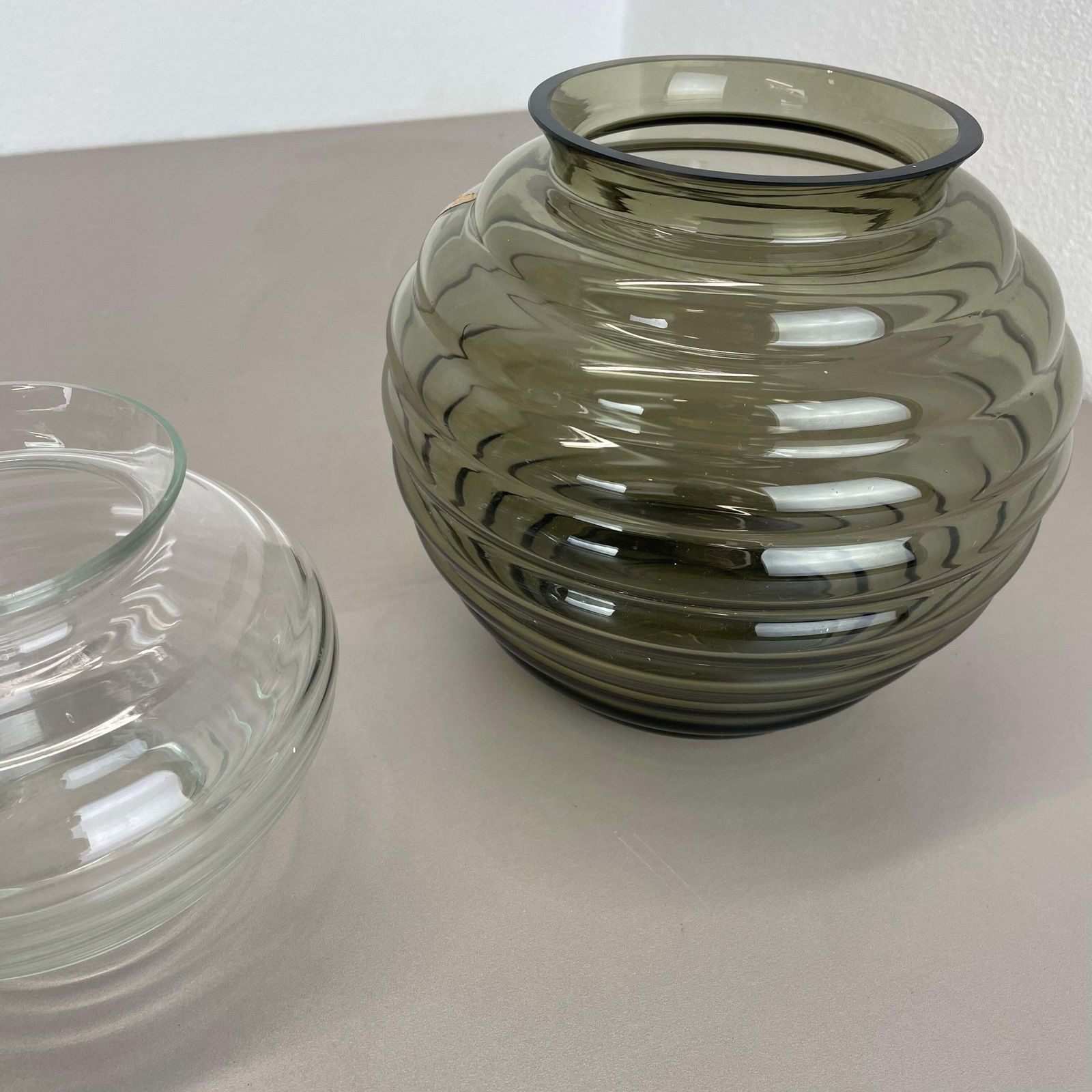 477.0 Set Of 2 Glass Vase By Richard Lauke For Vlg Weisswasser, Germany, 1960s photo