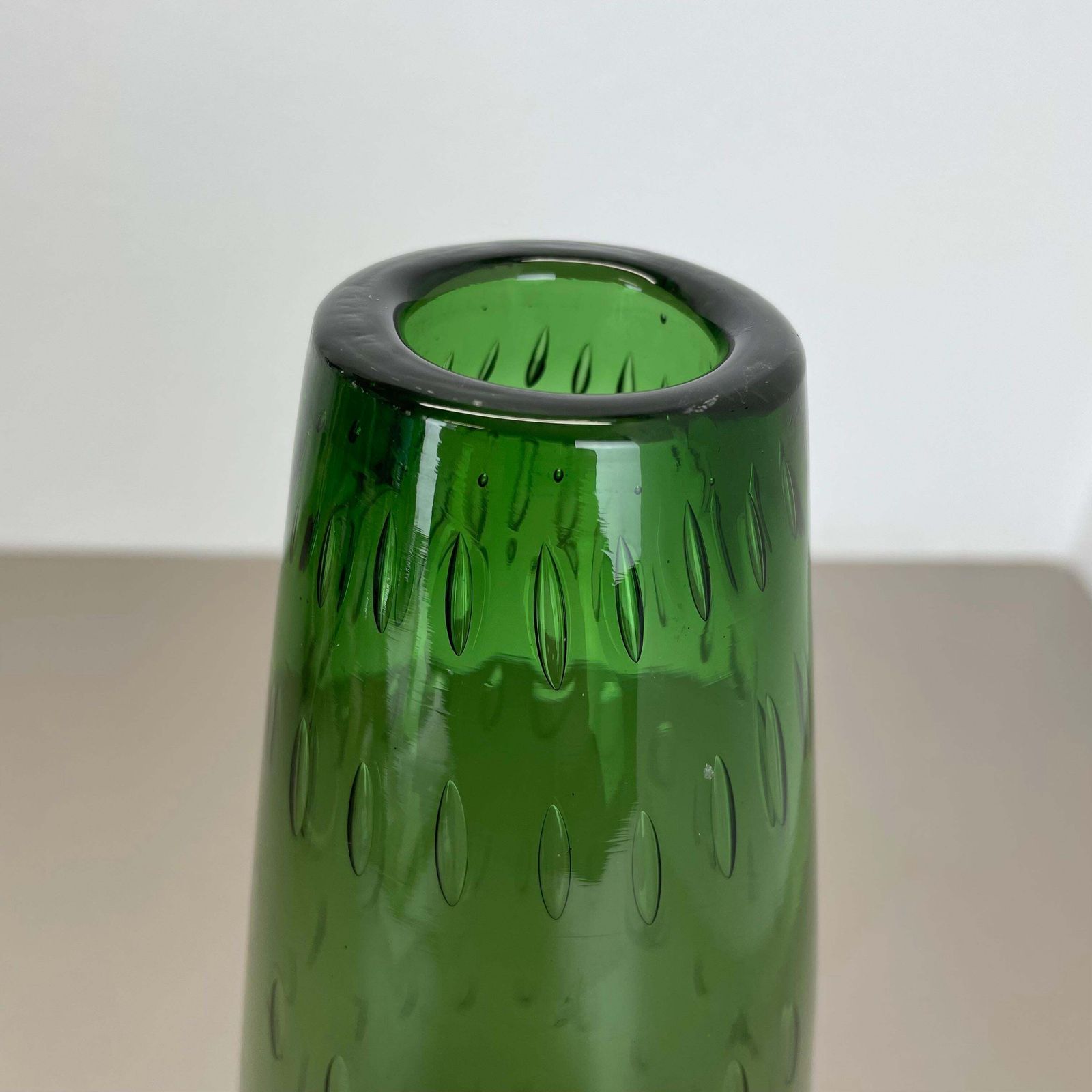 Large 33cm Murano Glass Bullicante Bubble "Green" Vase Element, Italy, 1970s photo for sale