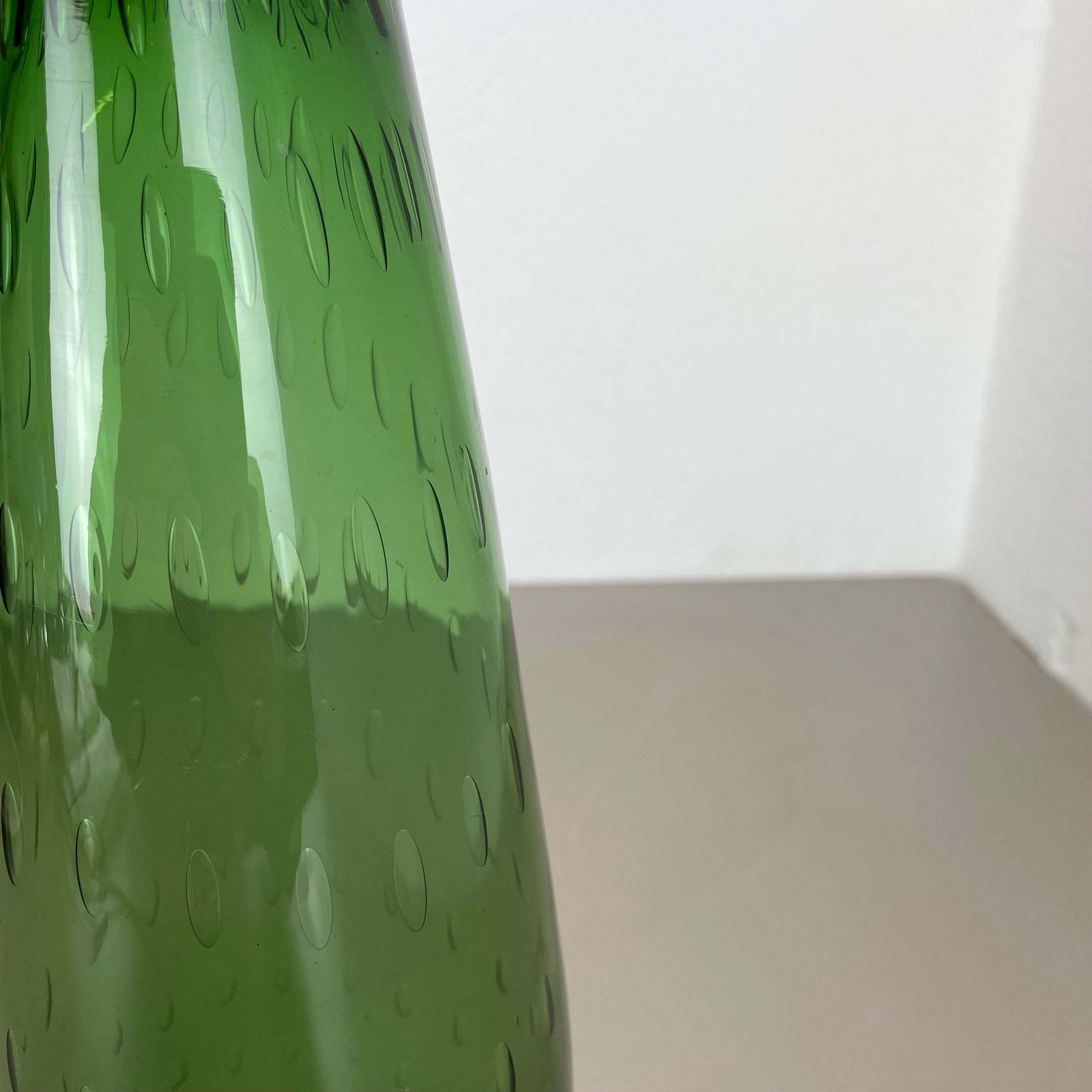Large 33cm Murano Glass Bullicante Bubble "Green" Vase Element, Italy, 1970s photo vinterior