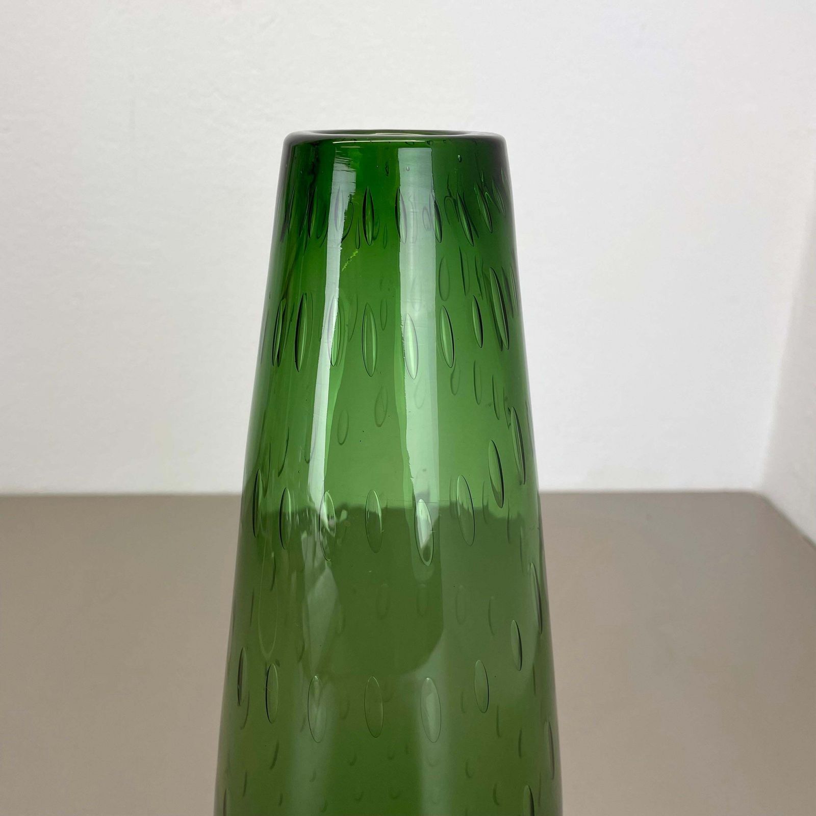 photo vinterior Large 33cm Murano Glass Bullicante Bubble "Green" Vase Element, Italy, 1970s