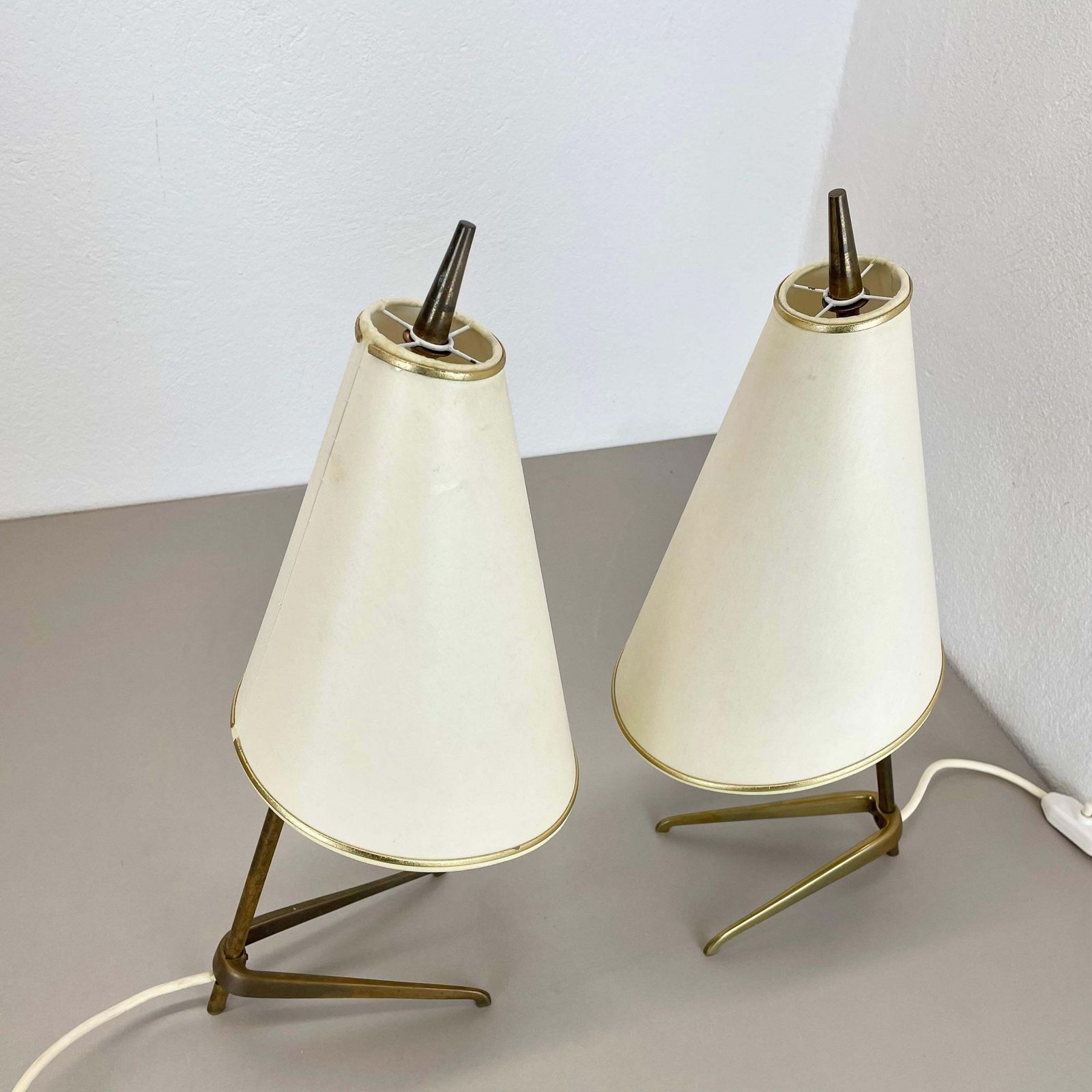 Set Of 2 Midcentury Modern Brass Table Light By J.T Kalmar Attrib., Austria 1950 photo for sale