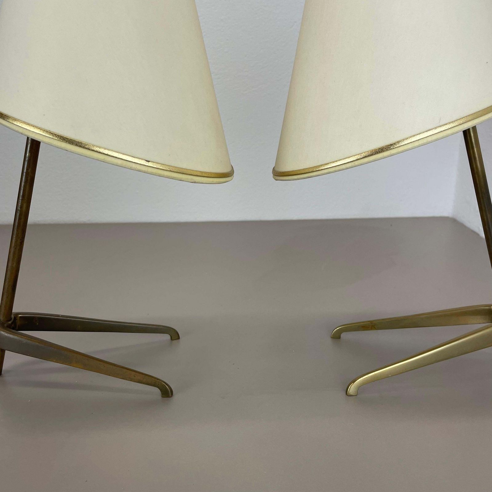 Set Of 2 Midcentury Modern Brass Table Light By J.T Kalmar Attrib., Austria 1950 photo Lighting