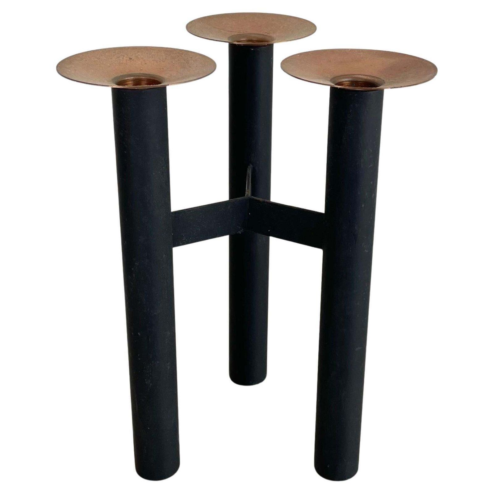 Vintage Tripod Metal And Copper Candleholder By Hans Agne Jakobsson, Sweden 1970