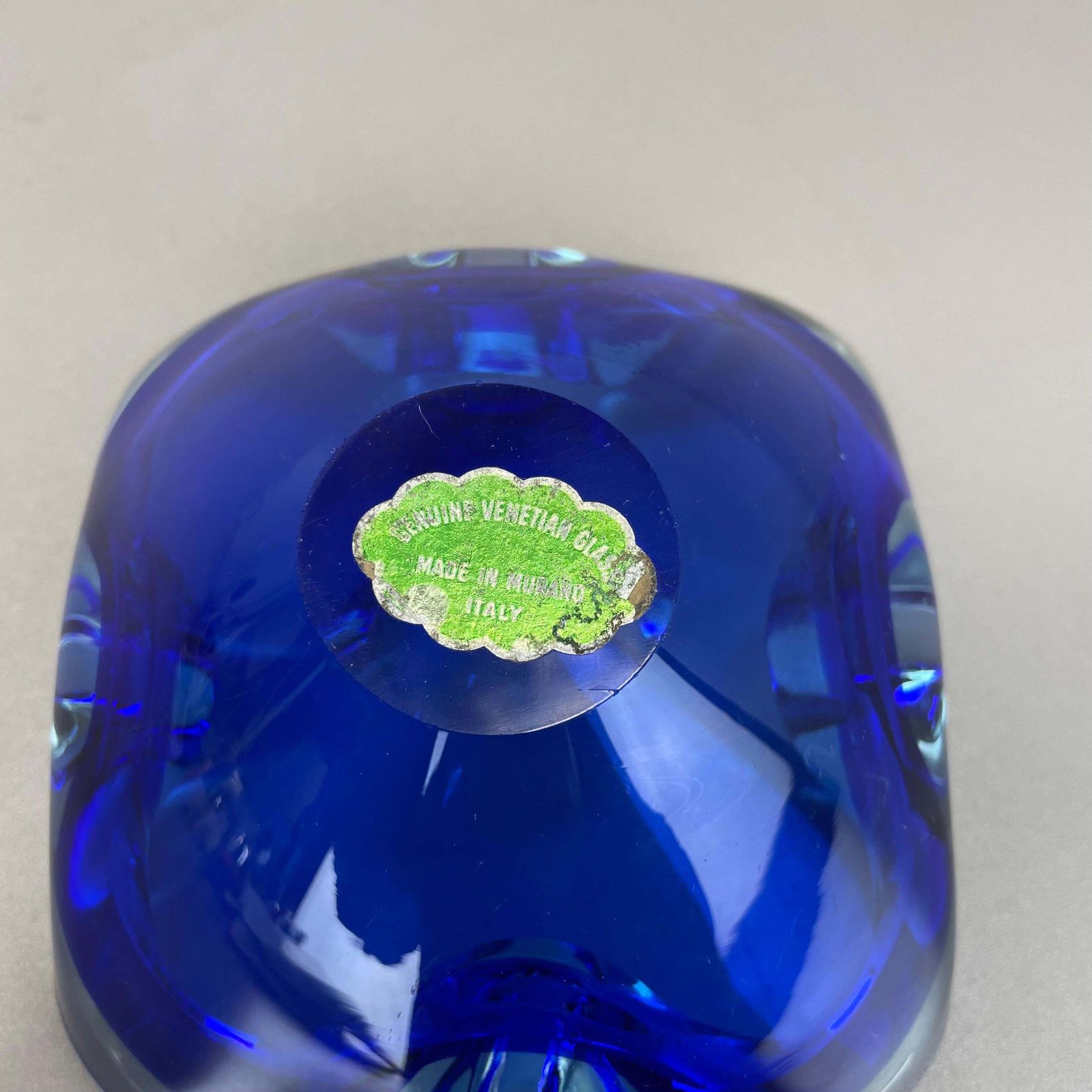 photo vinterior Unique Large Blue Murano Glass Multicolor Bowl Element Shell Italy, 1970