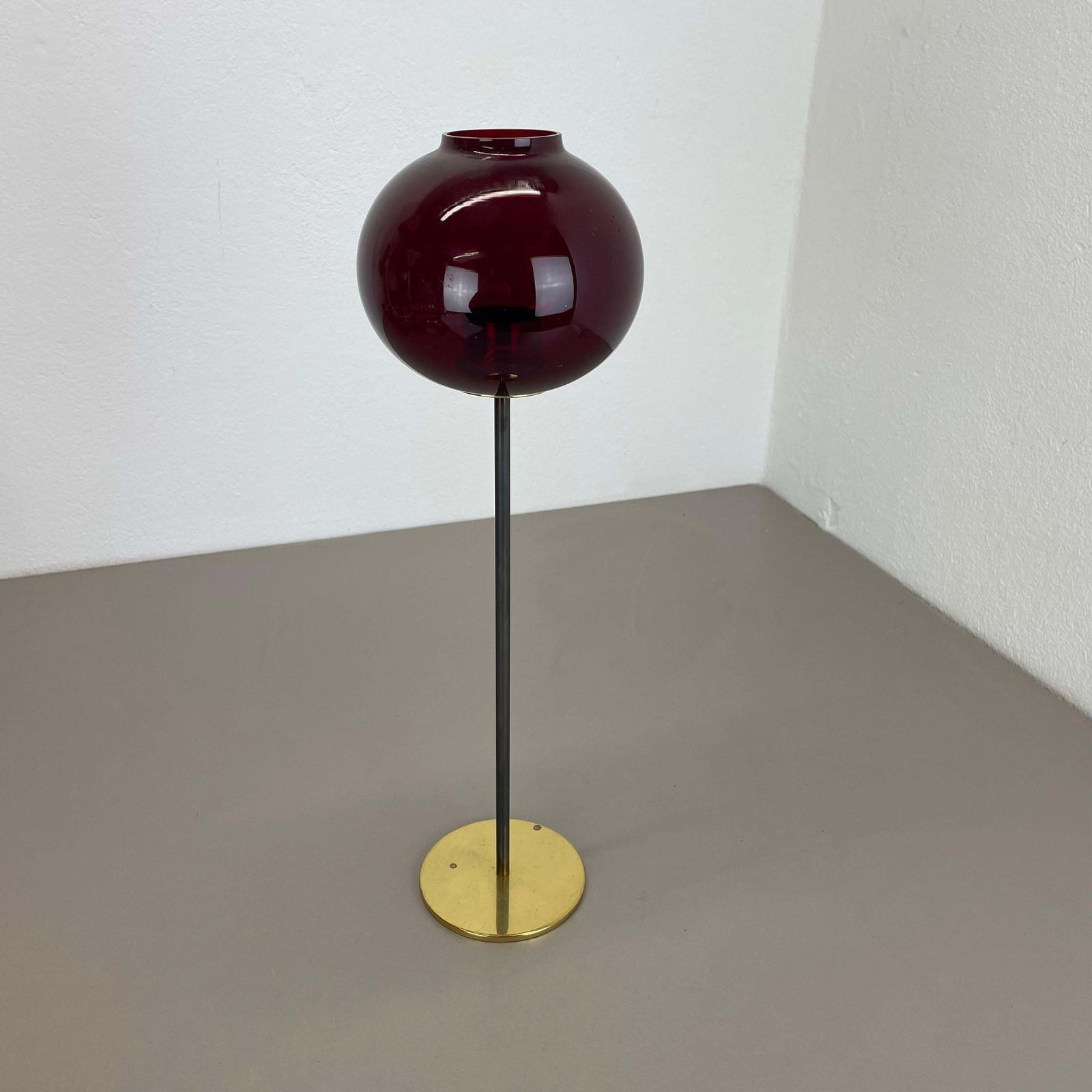Large 43cm Brass Glass Candleholder Made By Hans Agne Jakobsson Ab, Sweden 1960s photo furniture