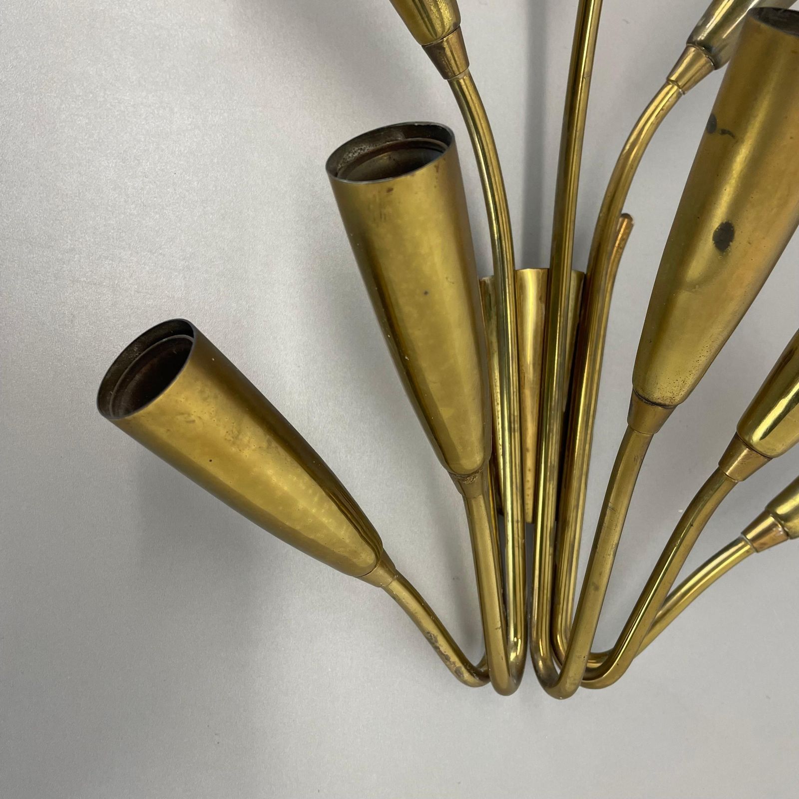 Rare Minimalist 39cm Brass Stilnovo Style Theatre Wall Light Sconce, Italy 1950s photo buy