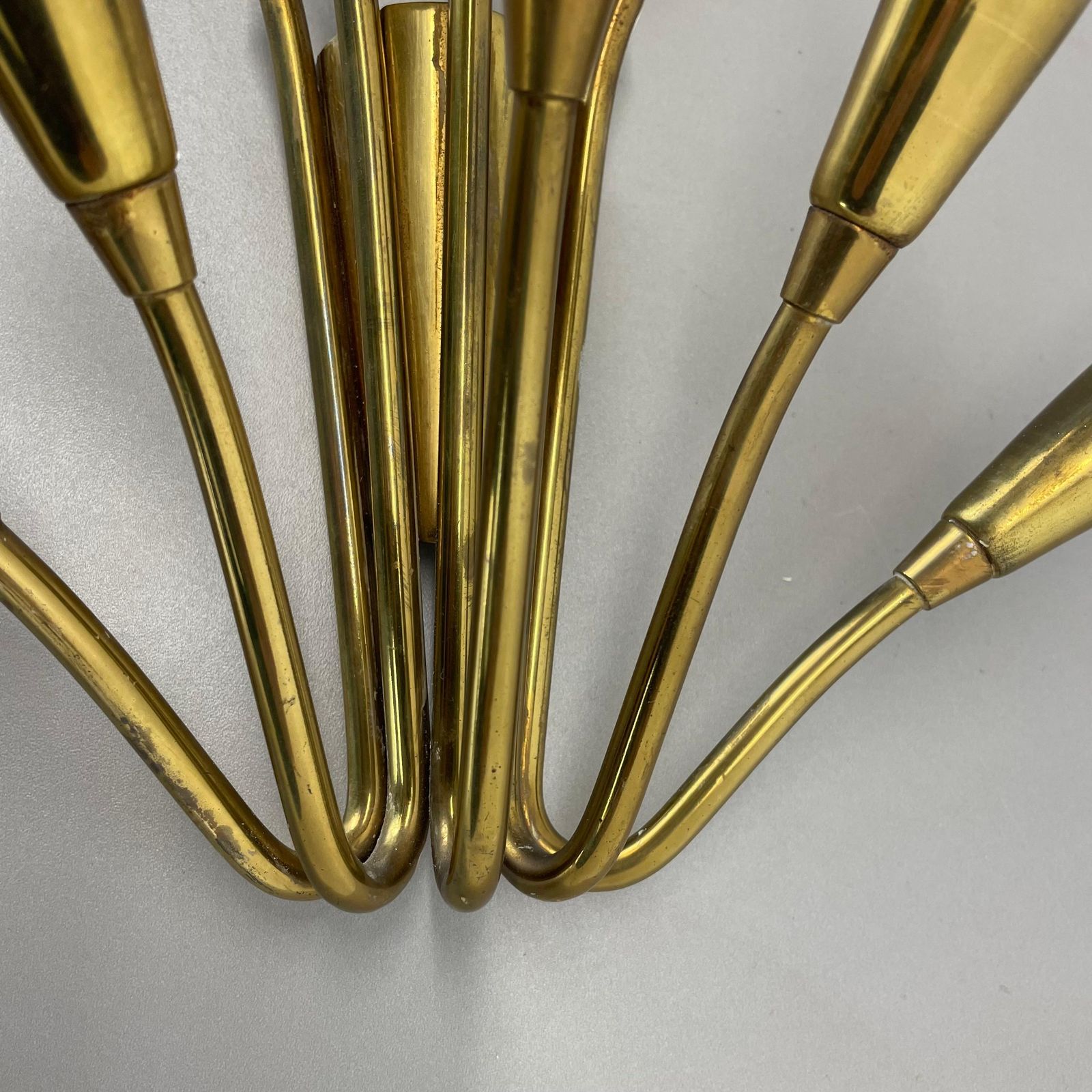 1681.0 Rare Minimalist 39cm Brass Stilnovo Style Theatre Wall Light Sconce, Italy 1950s photo