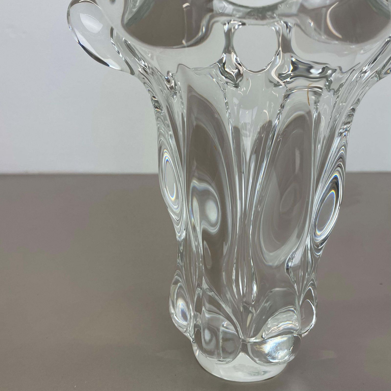 Small Lucid 21cm Floral Bubble Crystal Glass Vase By Art Vannes, France, 1970s photo vintage
