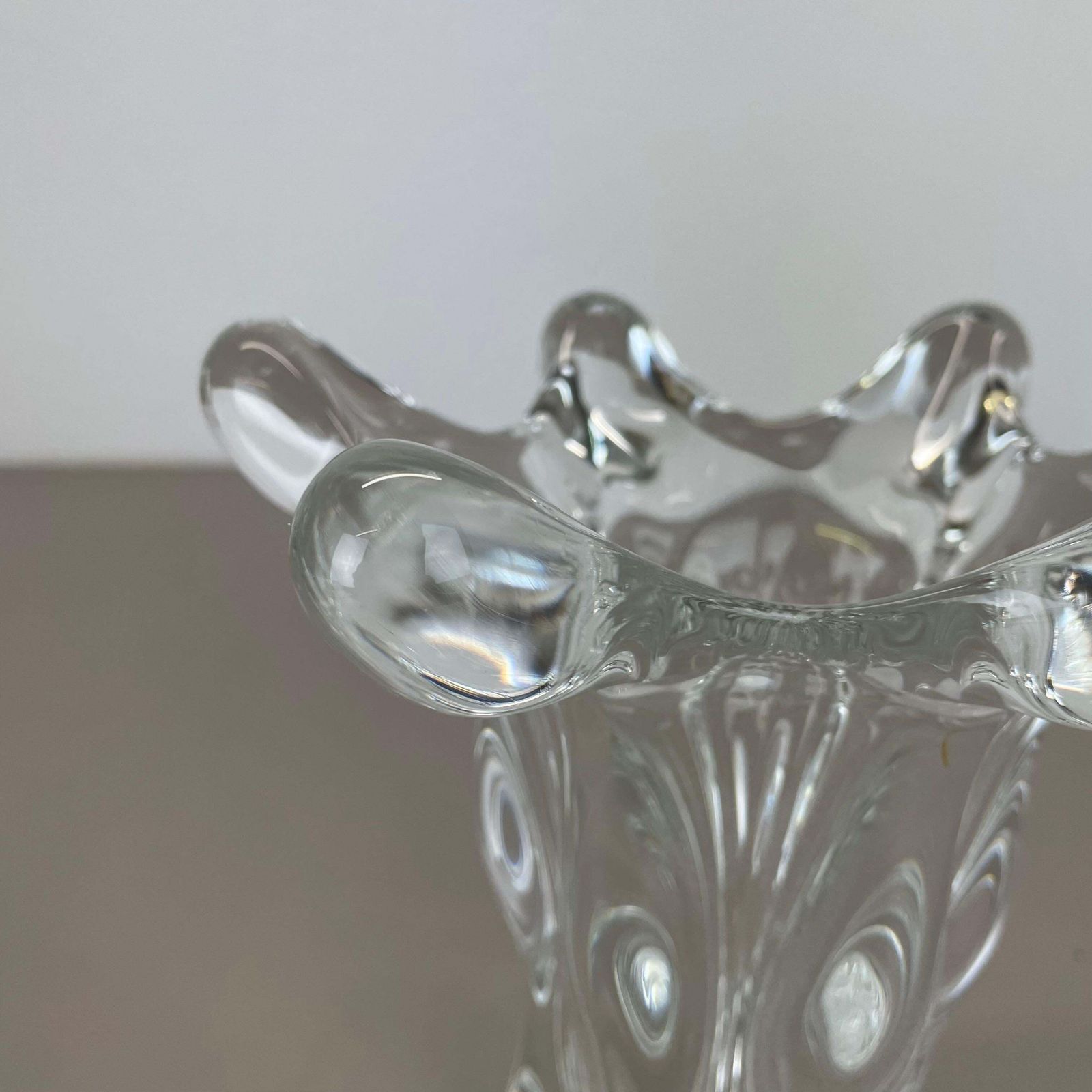 photo for sale Small Lucid 21cm Floral Bubble Crystal Glass Vase By Art Vannes, France, 1970s