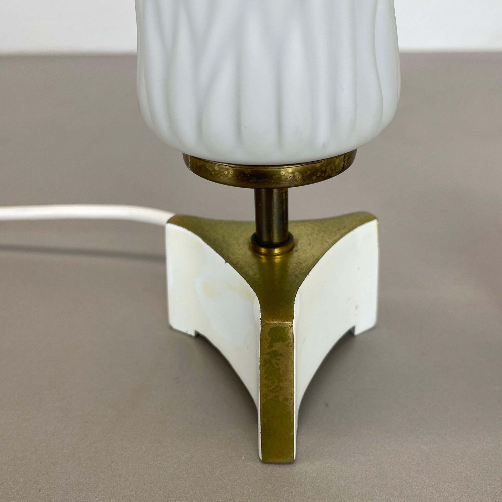 Set Of 2 Stilnovo Sarfatti Style "Cone" Glass And Brass Table Light, Italy 1950s photo 780.0