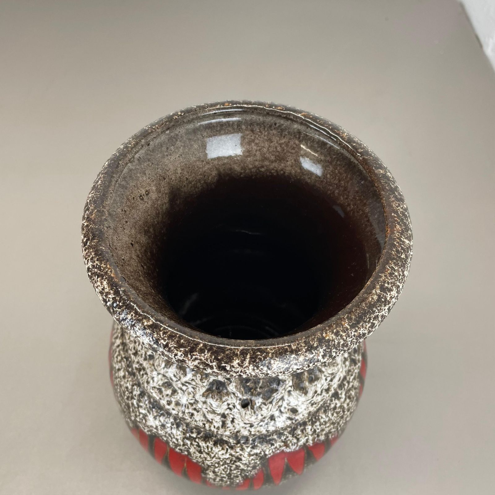 Large 26cm Zig Zag Lora Pottery Fat Lava Vase By Scheurich, Germany, 1970s photo 477.0