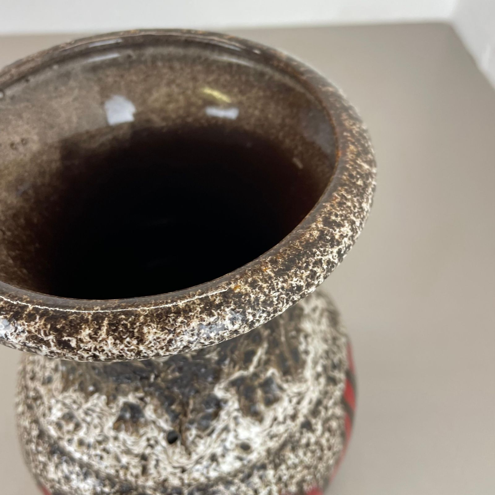 Large 26cm Zig Zag Lora Pottery Fat Lava Vase By Scheurich, Germany, 1970s photo buy