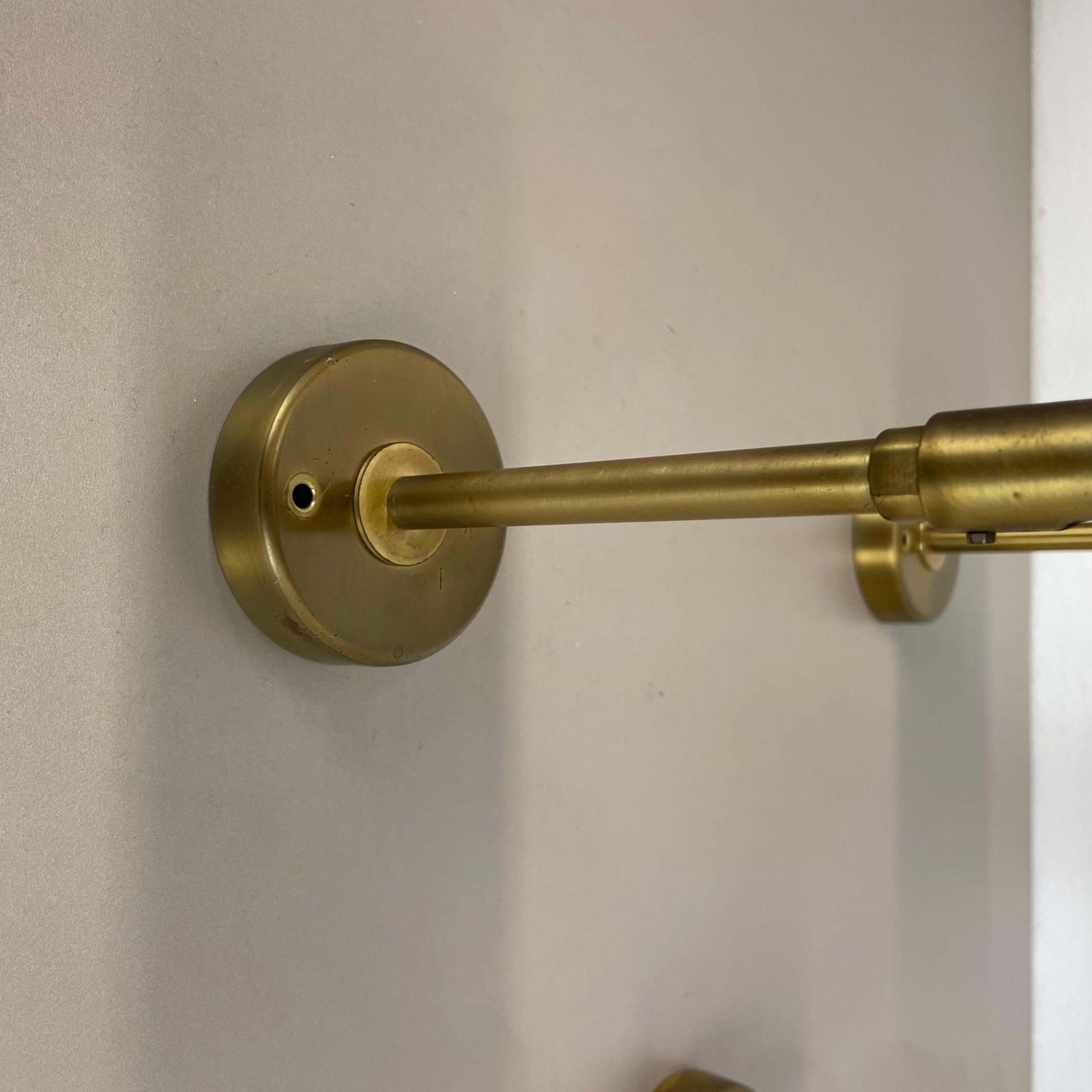 Set Of Three Large Minimalist Brass "Tube" Wall Light Sconces, Italy 1970s photo buy