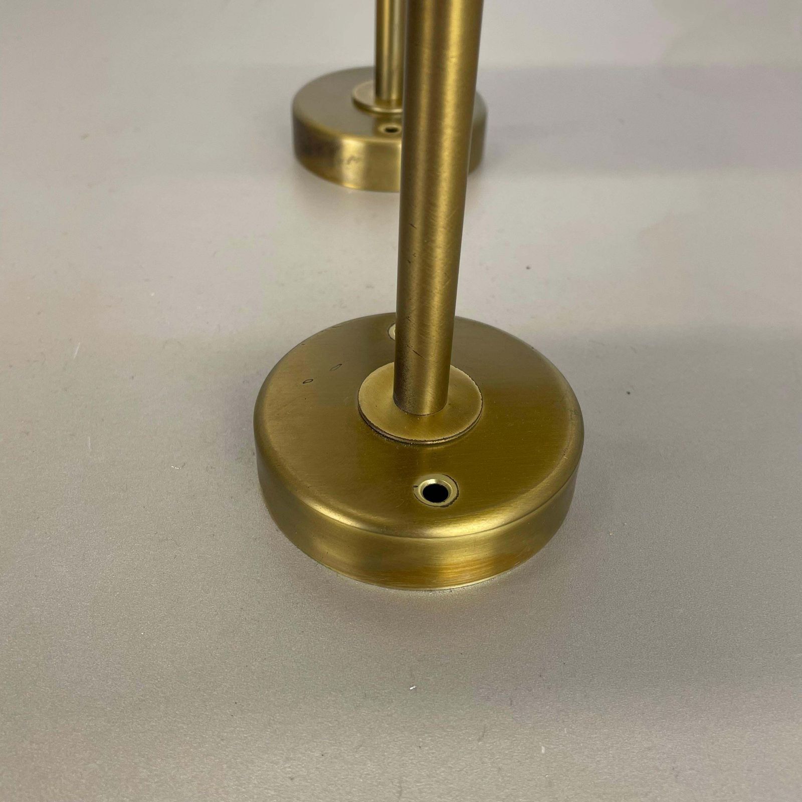Set Of Two Large Minimalist Brass "Tube" Wall Light Sconces, Italy 1970s photo 885.0