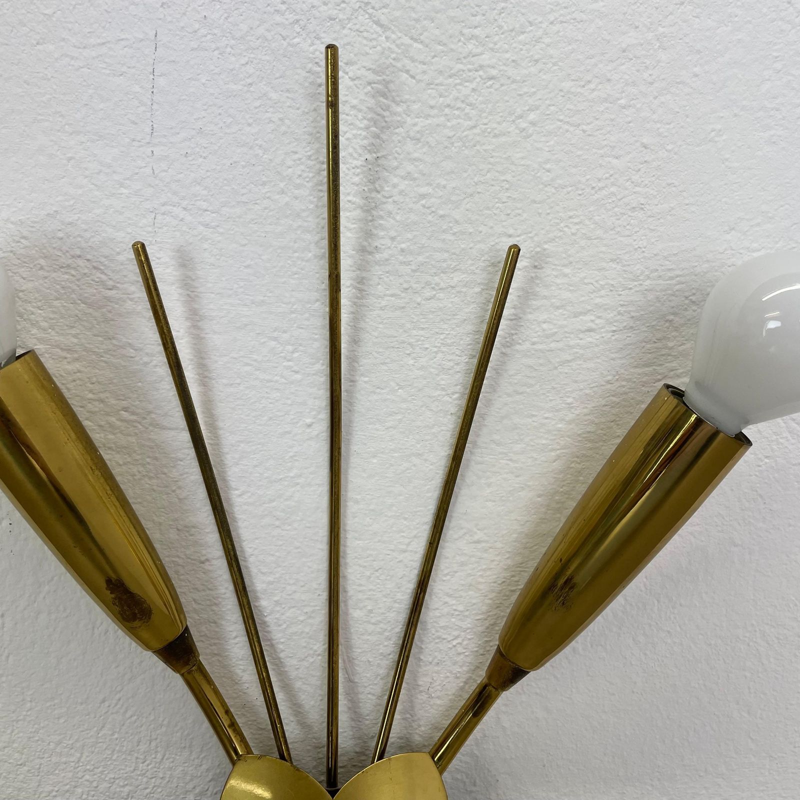 Rare Minimalist 33cm Brass Stilnovo Style Theatre Wall Light Sconce, Italy 1950s photo buy