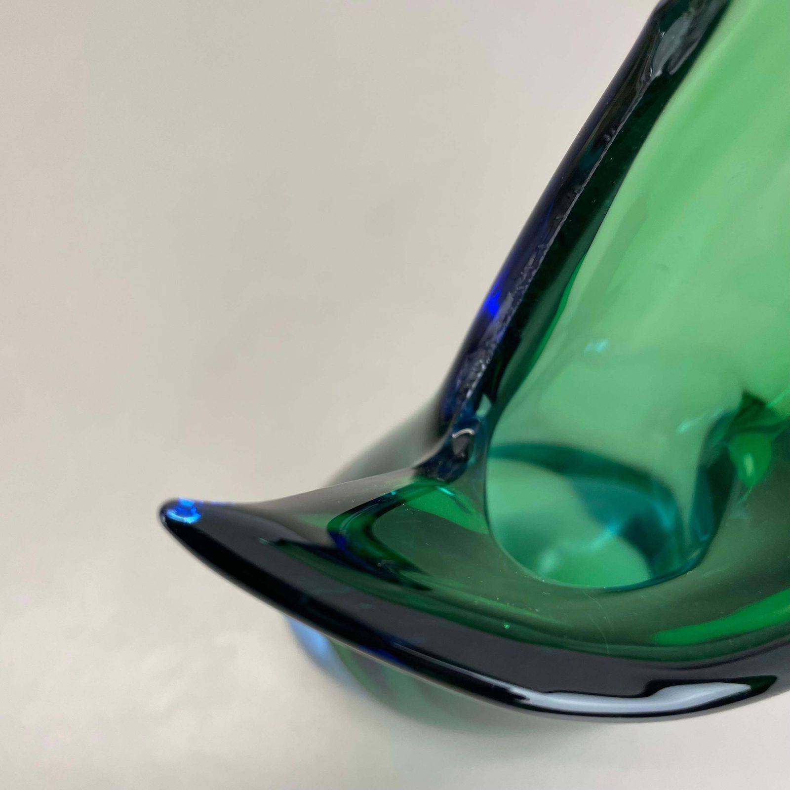 Home Decor Large 31cm Green Murano Glass Sommerso Vase By Flavio Poli Attr., Italy, 1970 photo