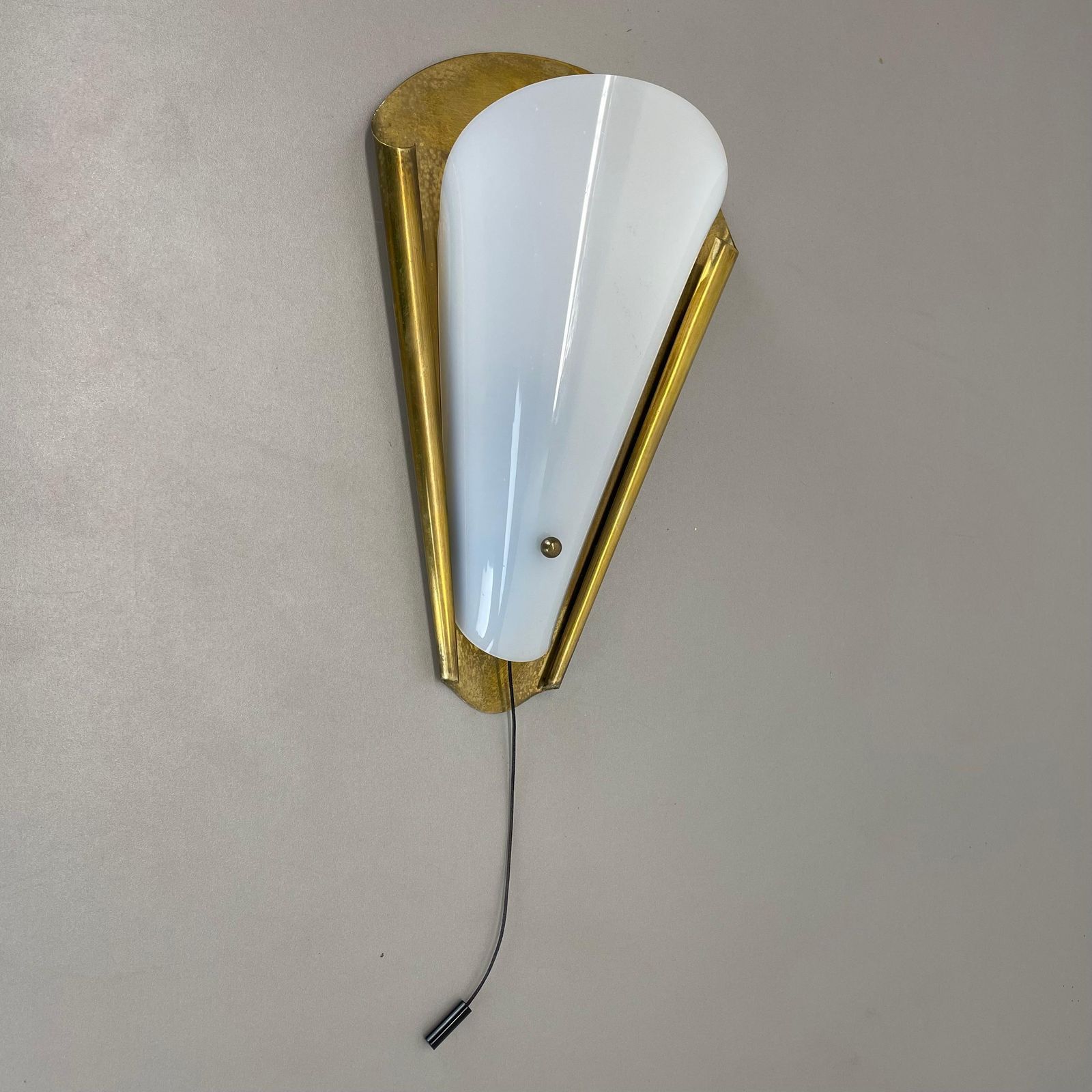 Rare Minimalist Brass And Plexiglass Stilnovo Style Wall Light, Italy 1950s photo furniture