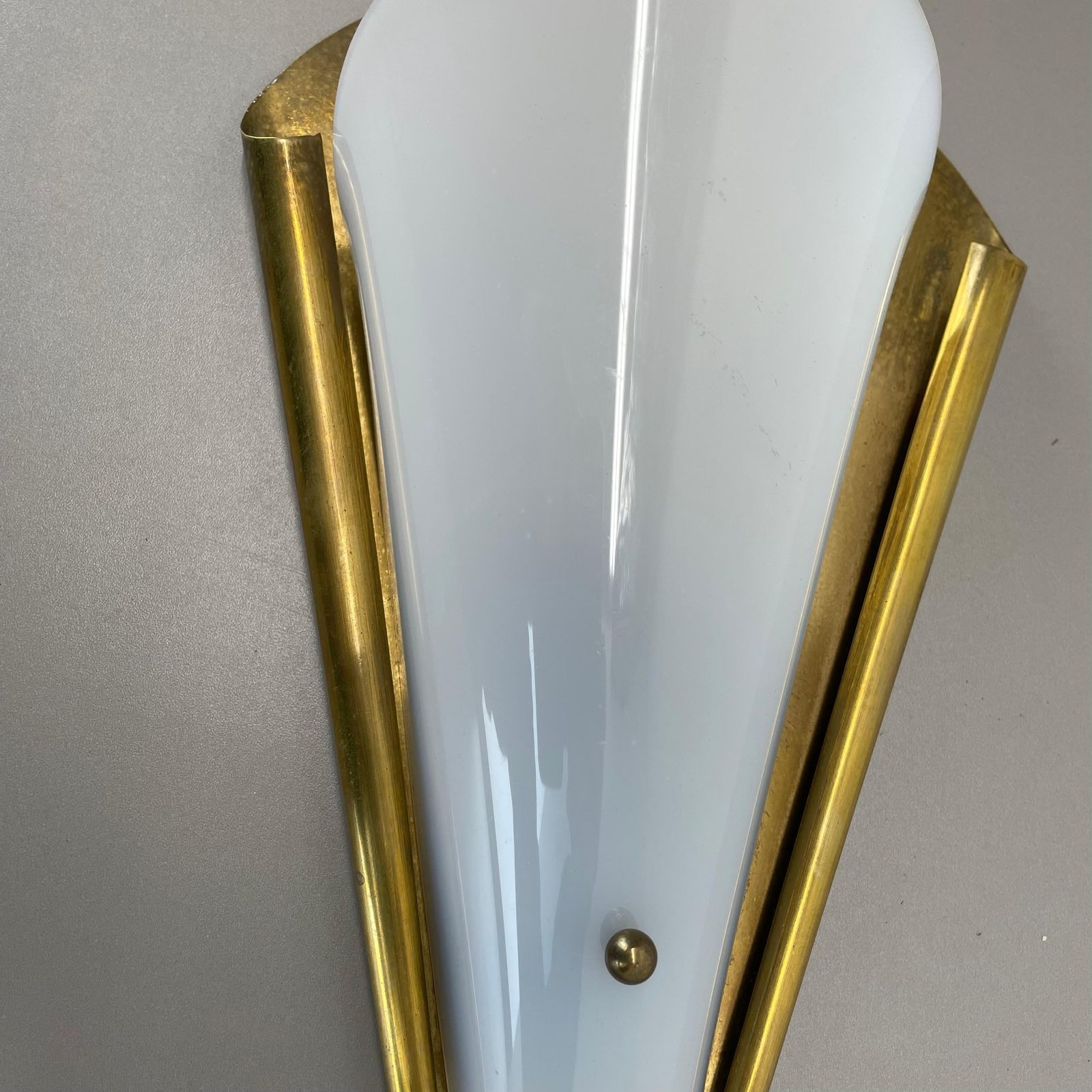 Rare Minimalist Brass And Plexiglass Stilnovo Style Wall Light, Italy 1950s photo buy