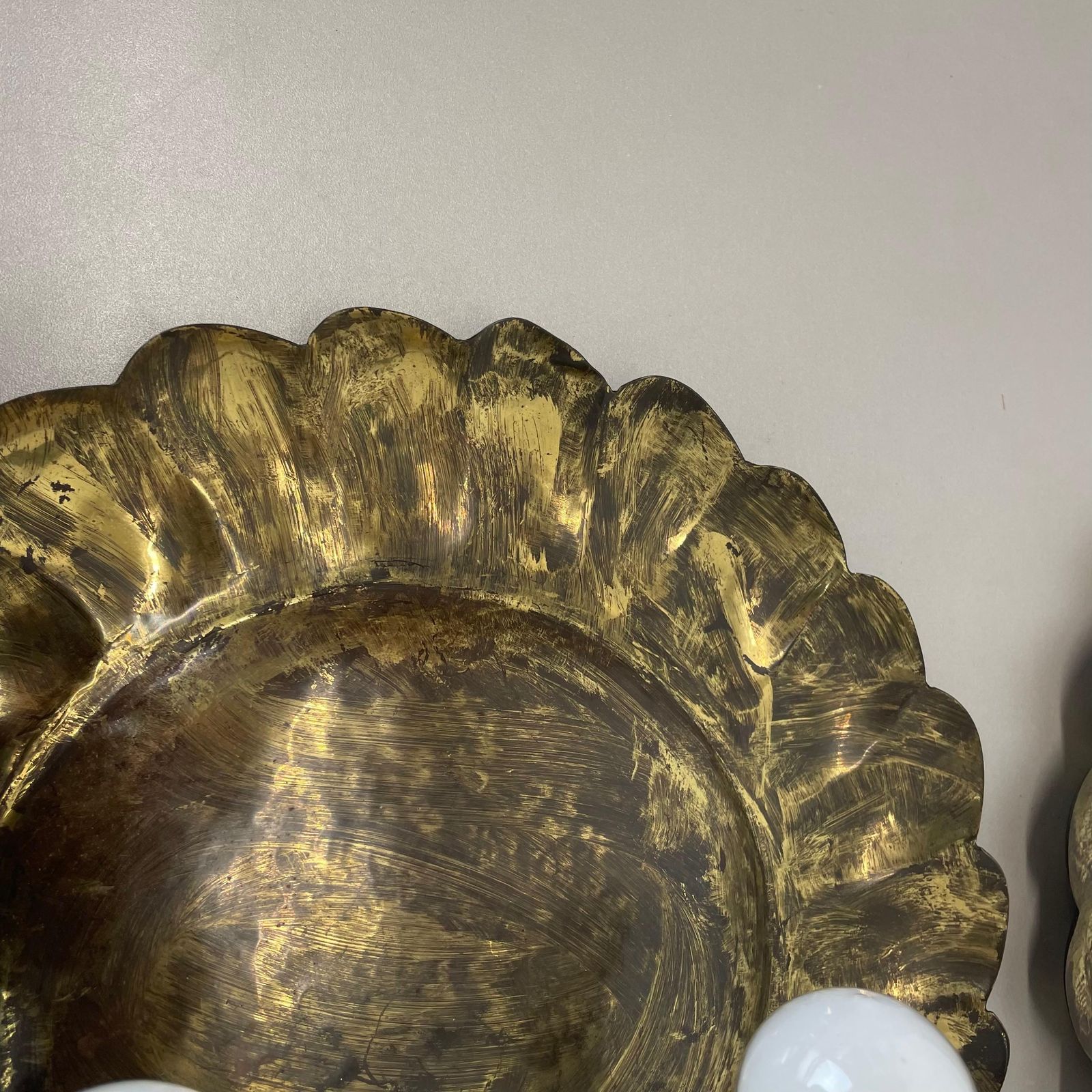 Set Of 2 Brass 31cm Gio Ponti Style Theatre Wall Light Sconces, Italy, 1950s photo vinterior
