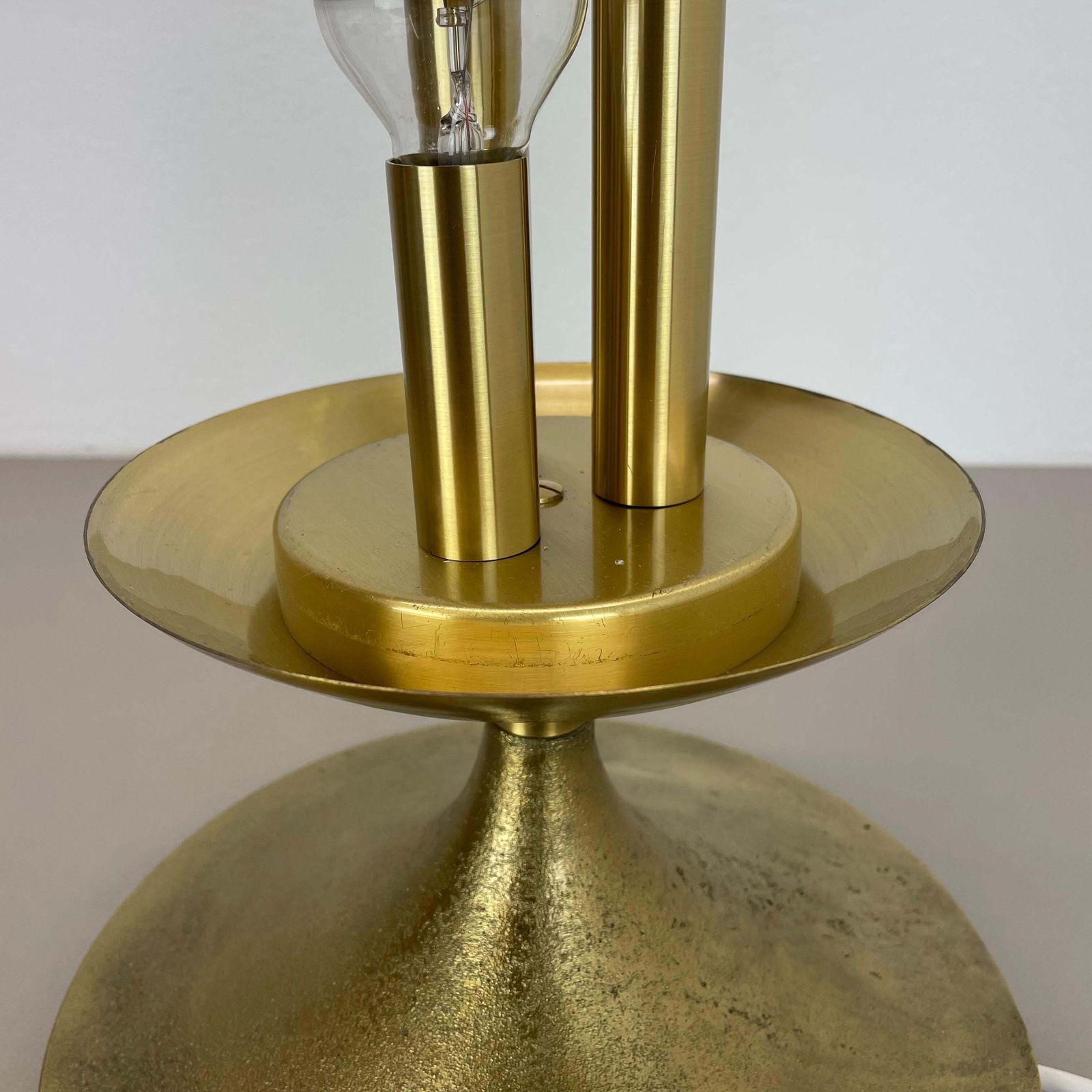 Huge 44cm Hollywood Regency Stilnovo Style Brass Ball Table Light, Italy 1970s photo vintage