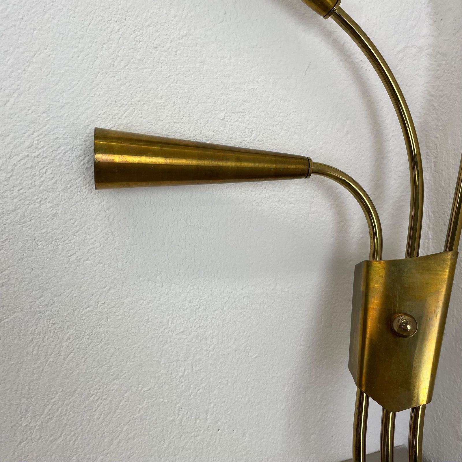 Rare Minimalist 53cm Brass Stilnovo Style Theatre Wall Light Sconce, Italy 1950s photo 1040.0