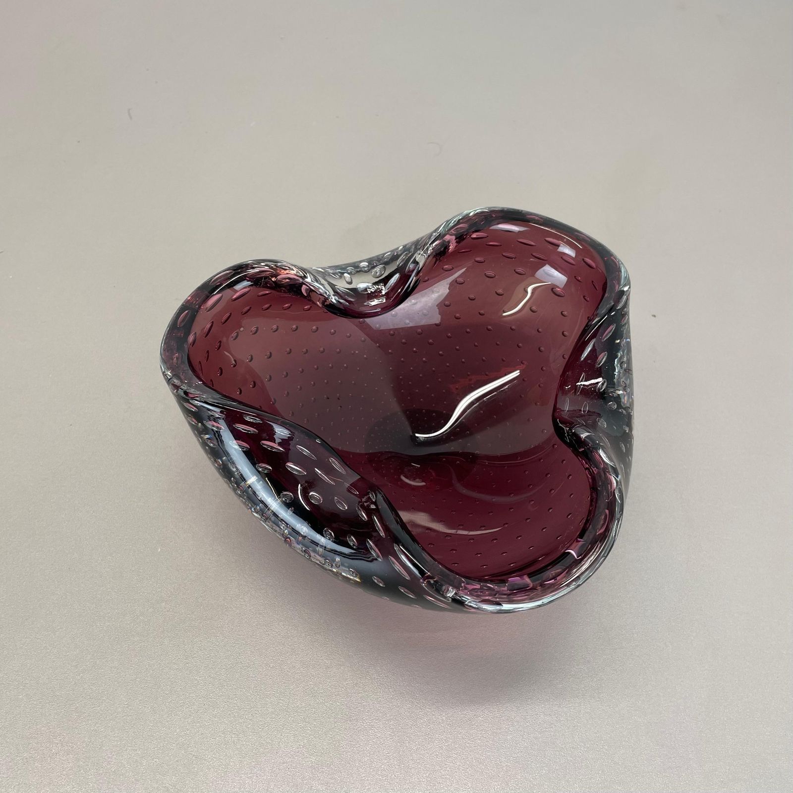 Large 1.3kg Murano Glass Bullicante Purple Bubble Bowl Element Shell Italy, 1970 photo furniture
