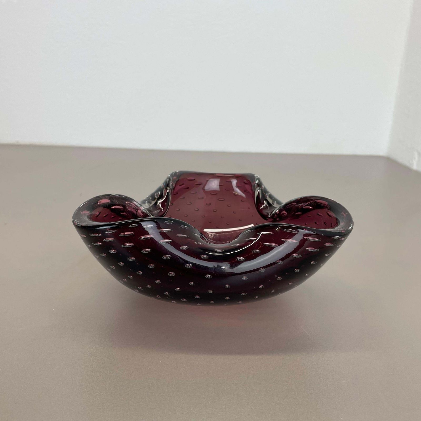 Large 1.3kg Murano Glass Bullicante Purple Bubble Bowl Element Shell Italy, 1970 photo 531.0