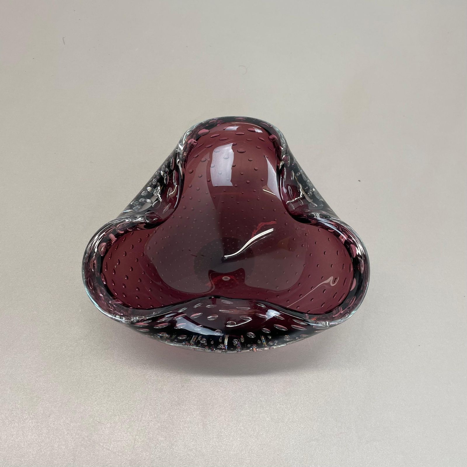 photo buy Large 1.3kg Murano Glass Bullicante Purple Bubble Bowl Element Shell Italy, 1970