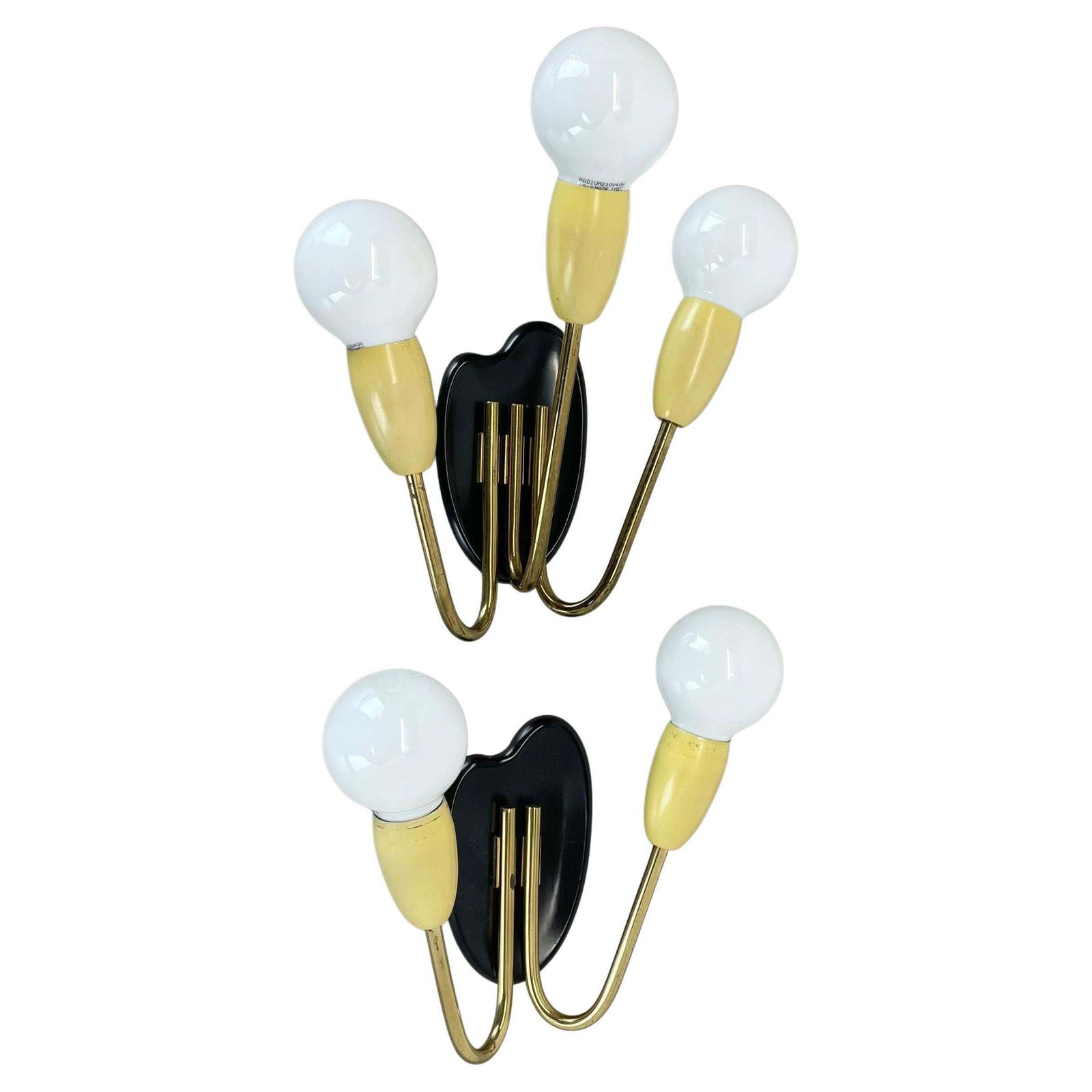 Unique Set Of 2 Multicolor Stilnovo Style Theatre Wall Light Sconces, Italy 1950