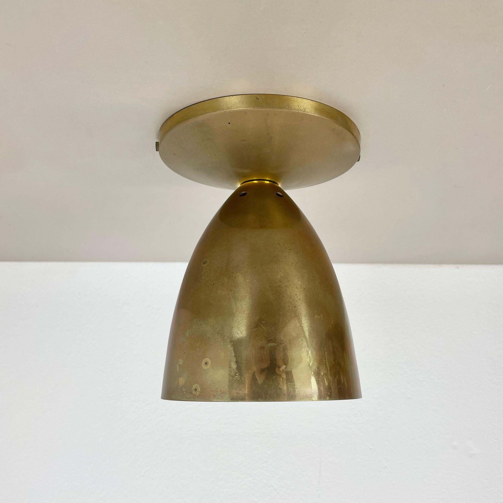 photo for sale Unique Brass Spot Gino Sarfatti Style Ceiling Light Flushmount Italy 1950s