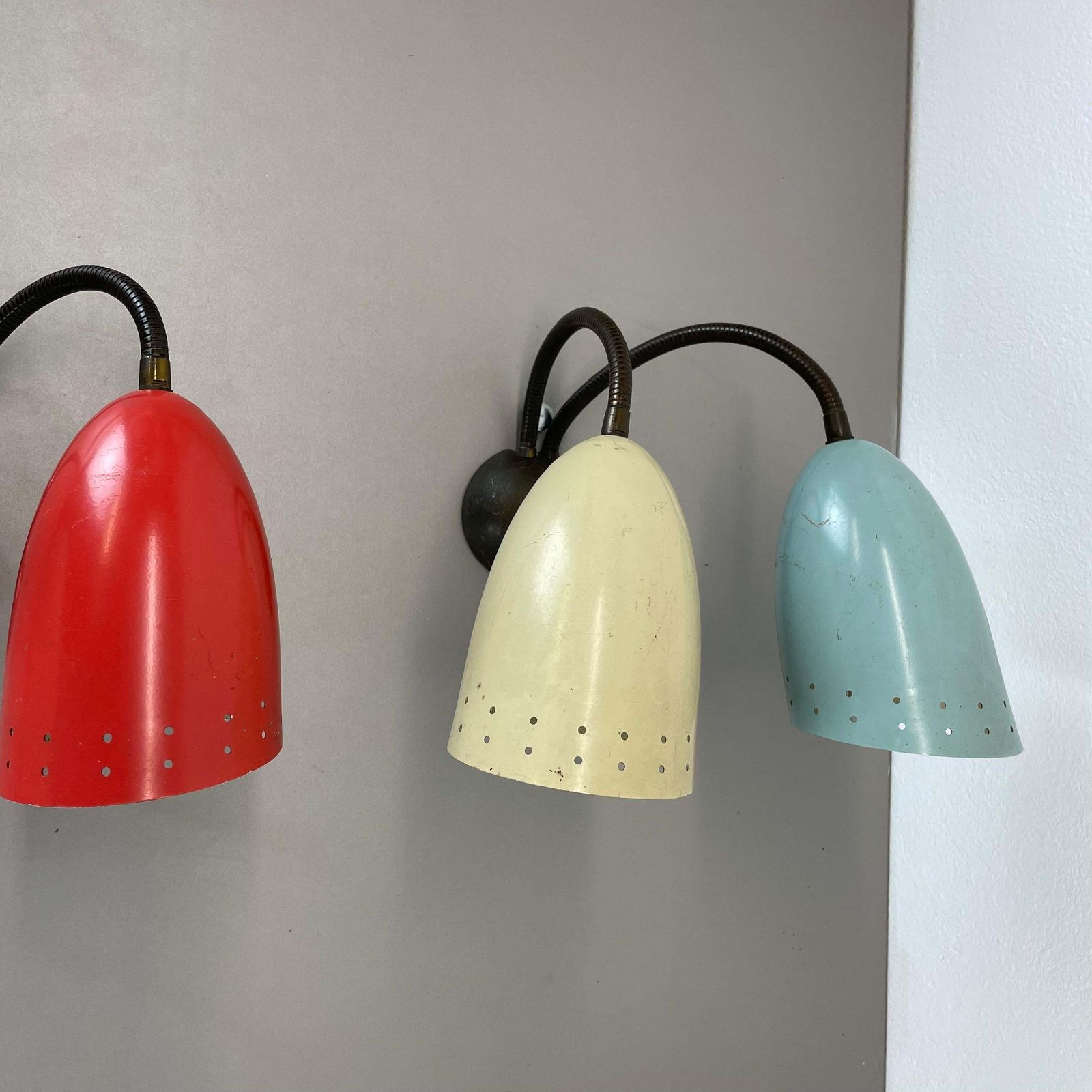 Unique Set Of 2 Multicolor Stilnovo Style Theatre Wall Light Sconces, Italy 1950 photo buy