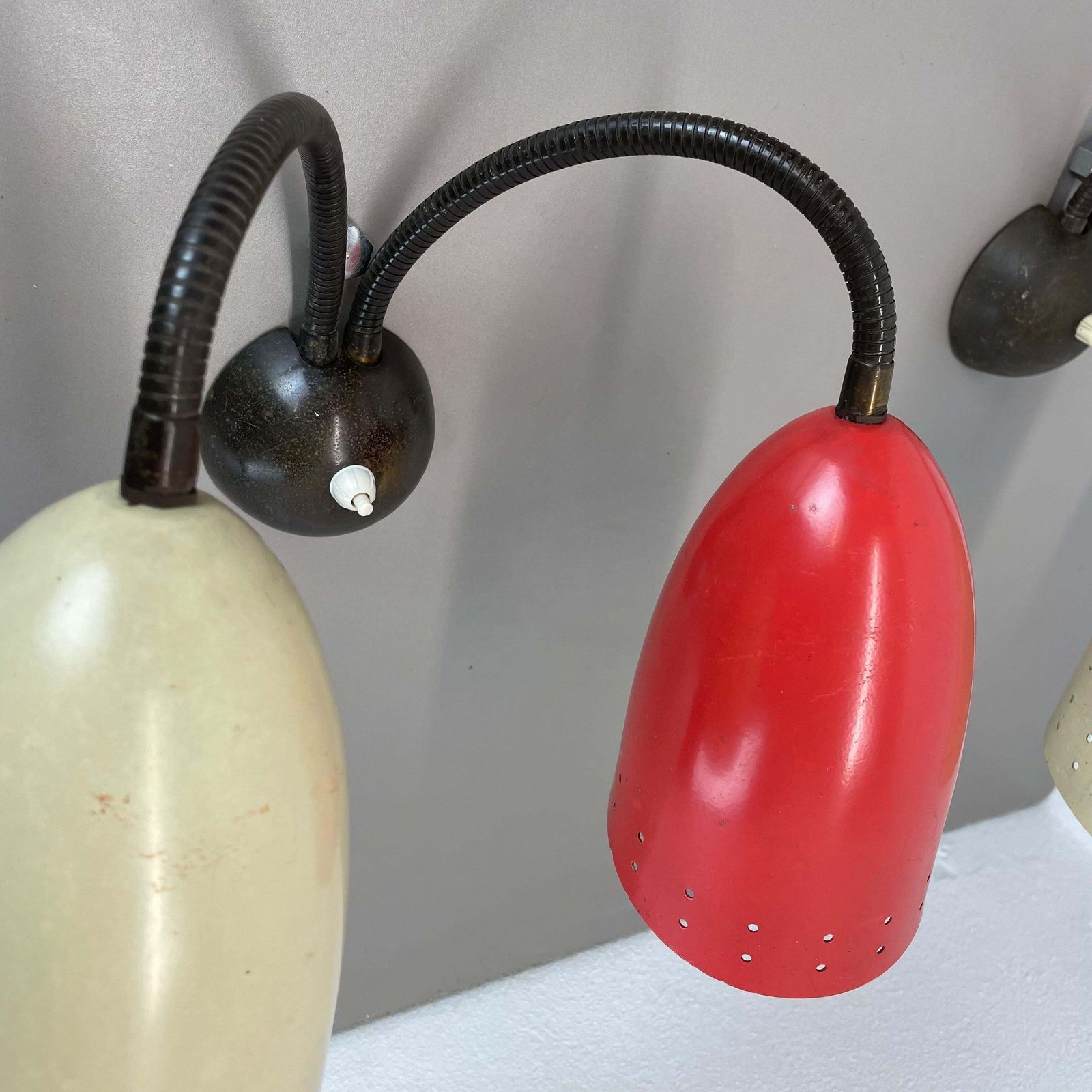 photo for sale Unique Set Of 2 Multicolor Stilnovo Style Theatre Wall Light Sconces, Italy 1950