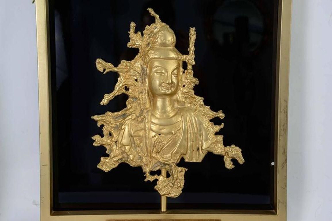 Rare Sconce With A Buddha Bronze Figure, Maison Guerin, Paris, Circa 1970 photo furniture