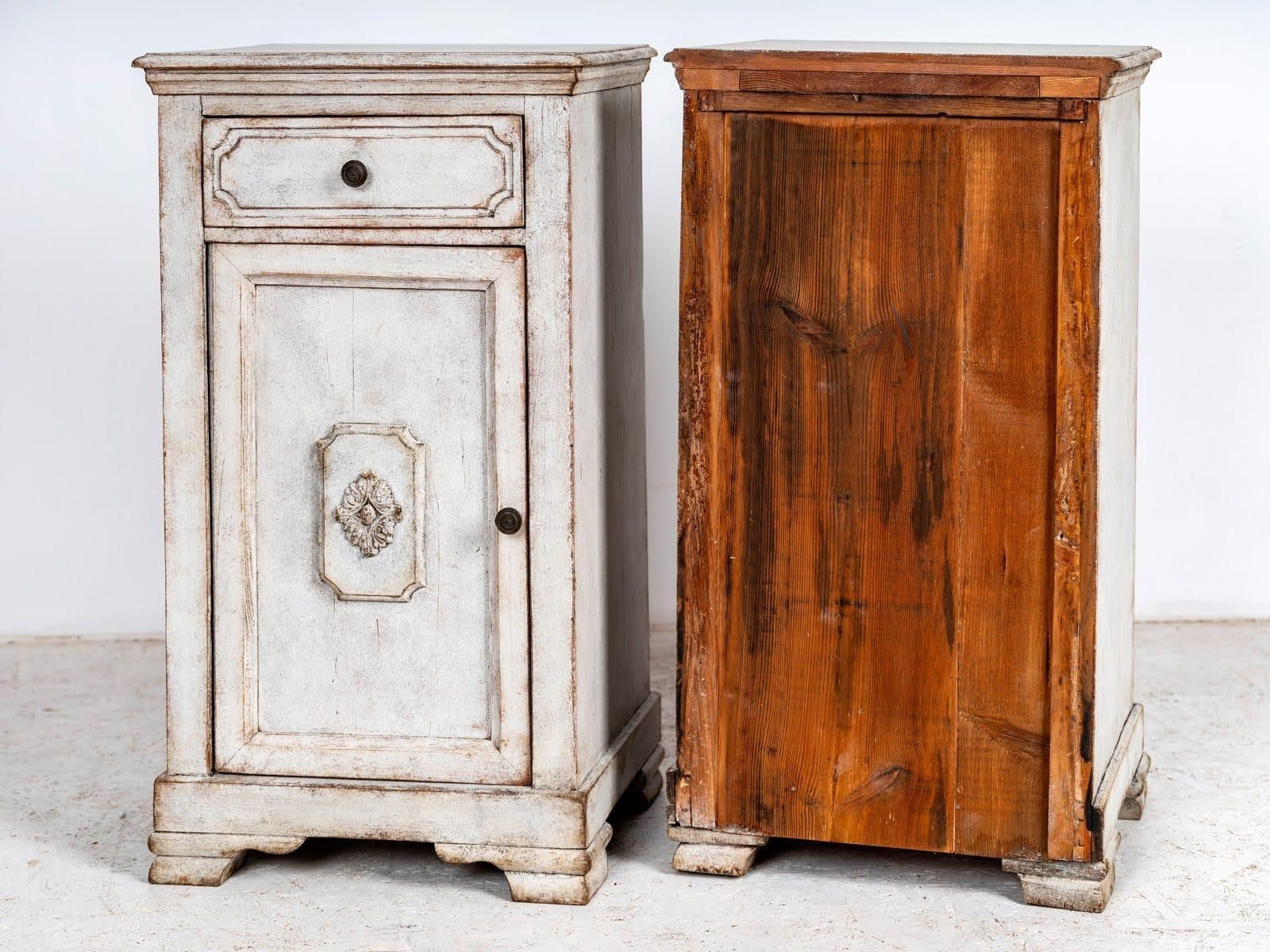 Swedish Gustavian Painted Chest Of Drawers Pair Commode Grey White Bedroom photo for sale