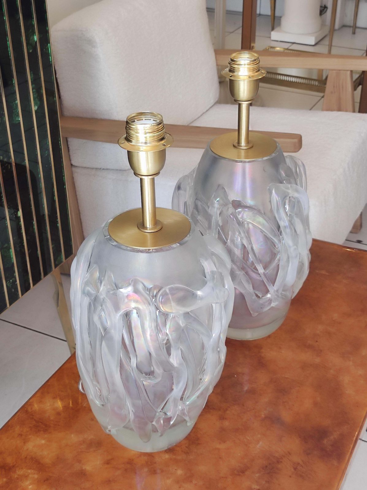 photo vintage Pair Of Murano Glass Table Lamps
