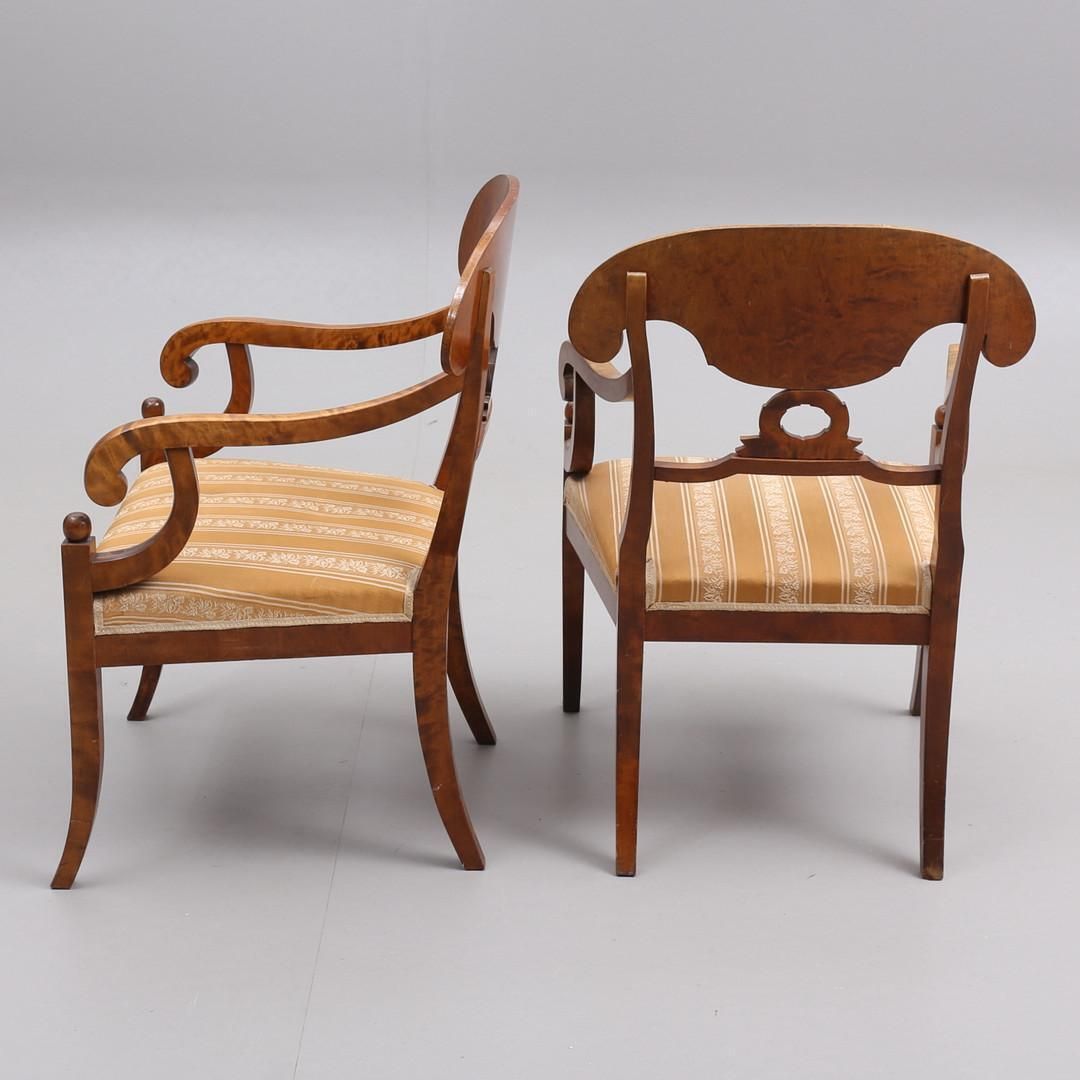 Biedermeier Carver Chairs Swedish Late 1800s Antique Wreath Golden Birch 1800s photo for sale