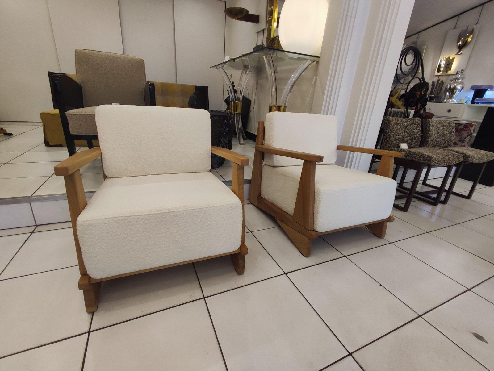 Pair Of Massive Oak Wood Armchairs, Attb Maison Regain photo vinterior