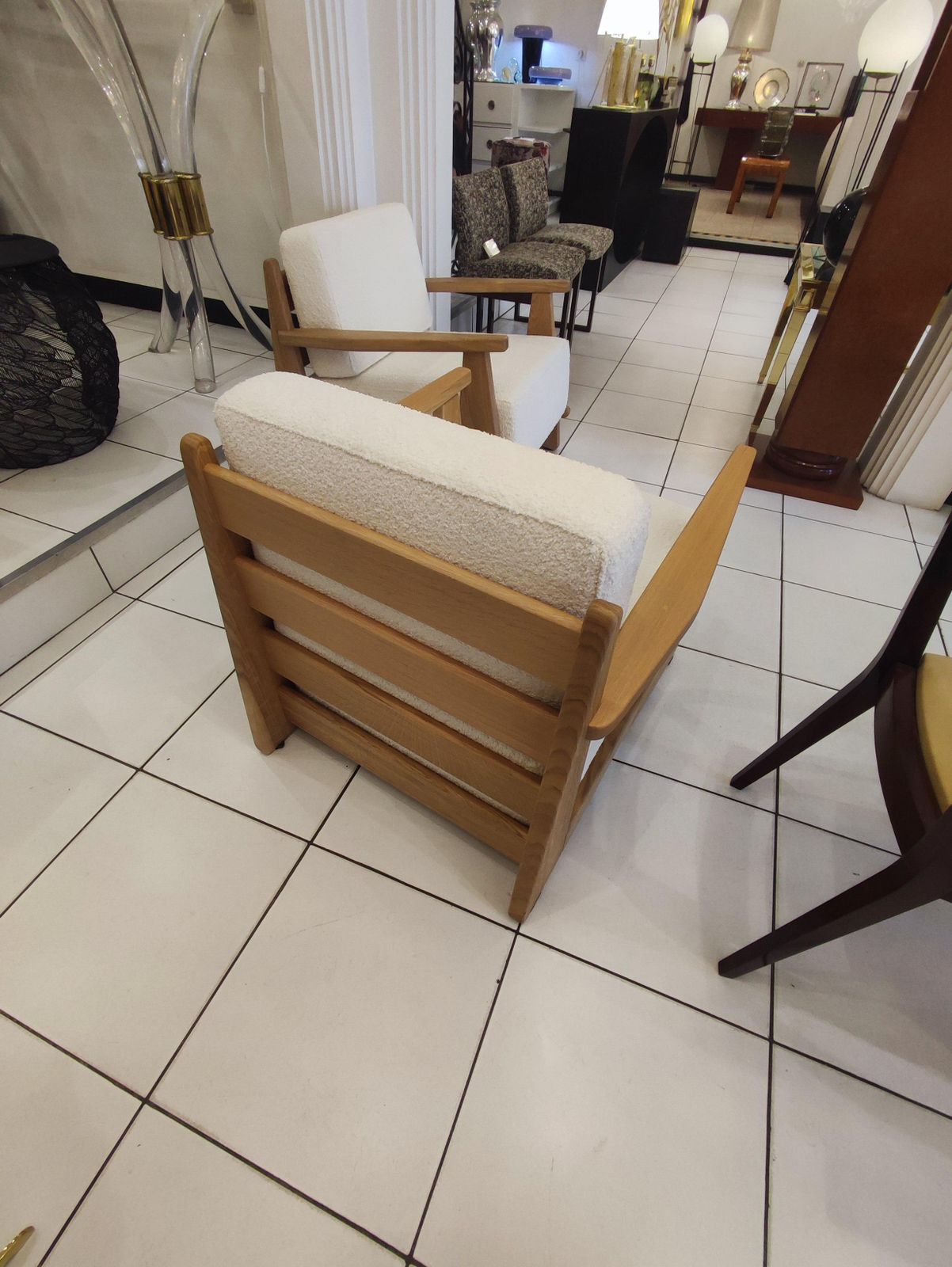 photo vinterior Pair Of Massive Oak Wood Armchairs, Attb Maison Regain
