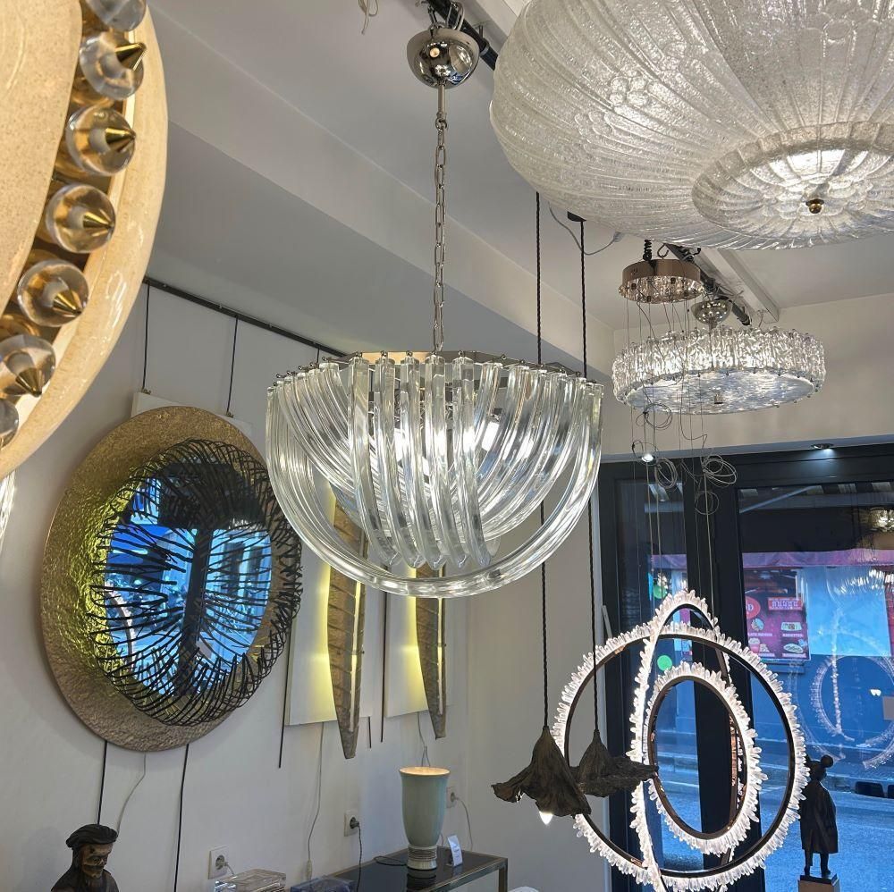 Murano Curved Crystal Chandelier By Carlo Nason photo for sale