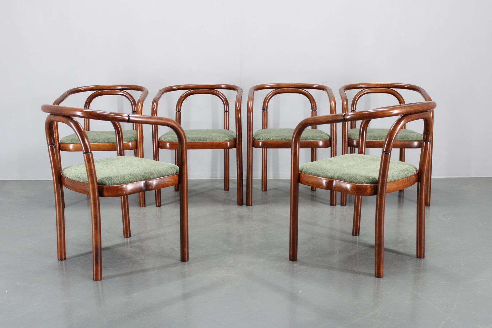 1970s Antonin Suman Set Of Six Beech Bentwood Restored Dining Chairs By Ton photo Furniture