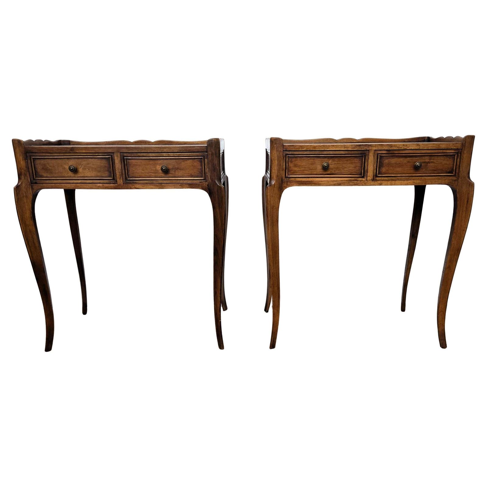 Pair Of Mid Century Modern Italian Rustic Wood Side Tables Or Night Stands