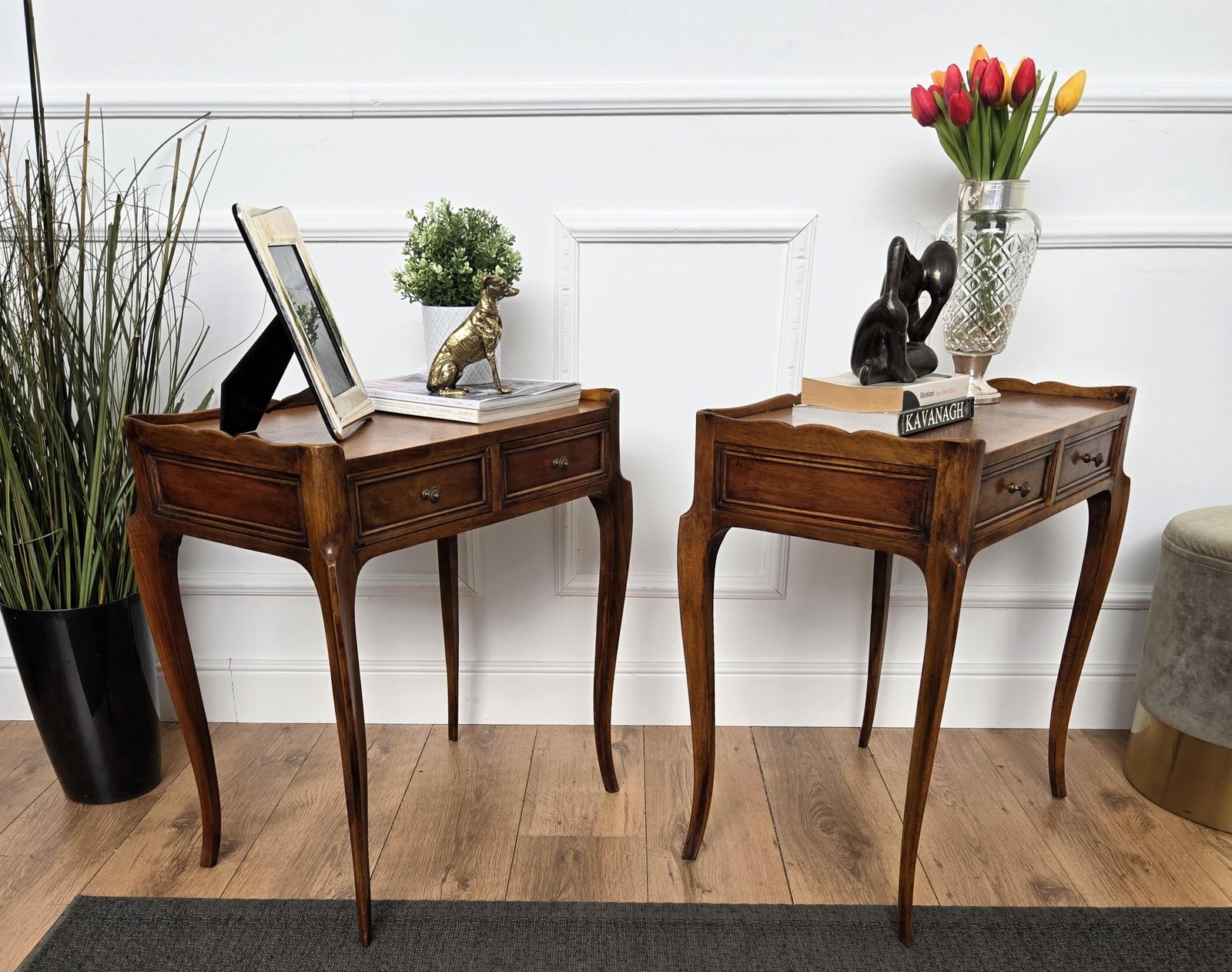 Pair Of Mid Century Modern Italian Rustic Wood Side Tables Or Night Stands photo 1548.0