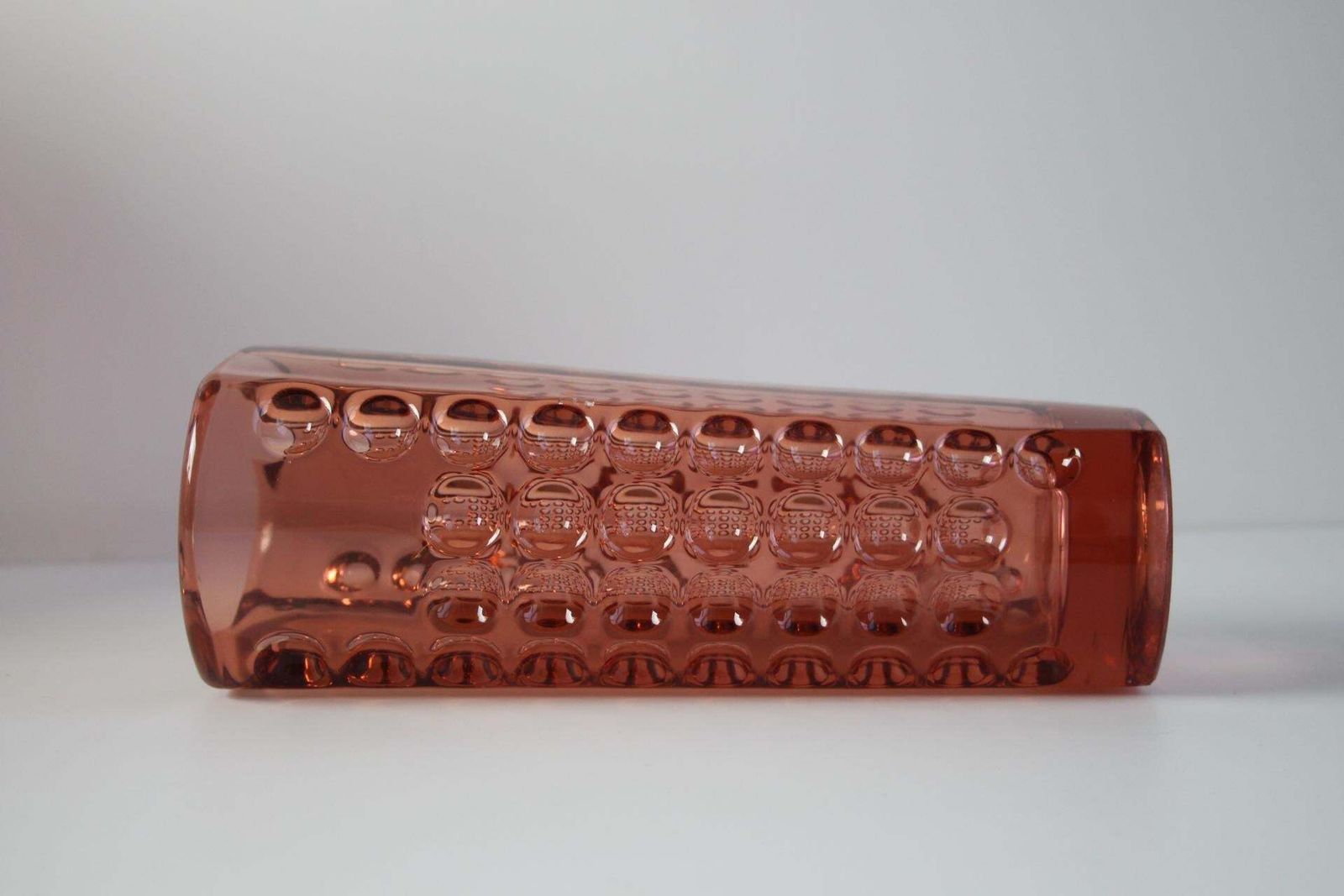 photo for sale Mid Century Pink Pressed Glass Vase By Rudolf Jurnikl, Czechoslovakia, 1960