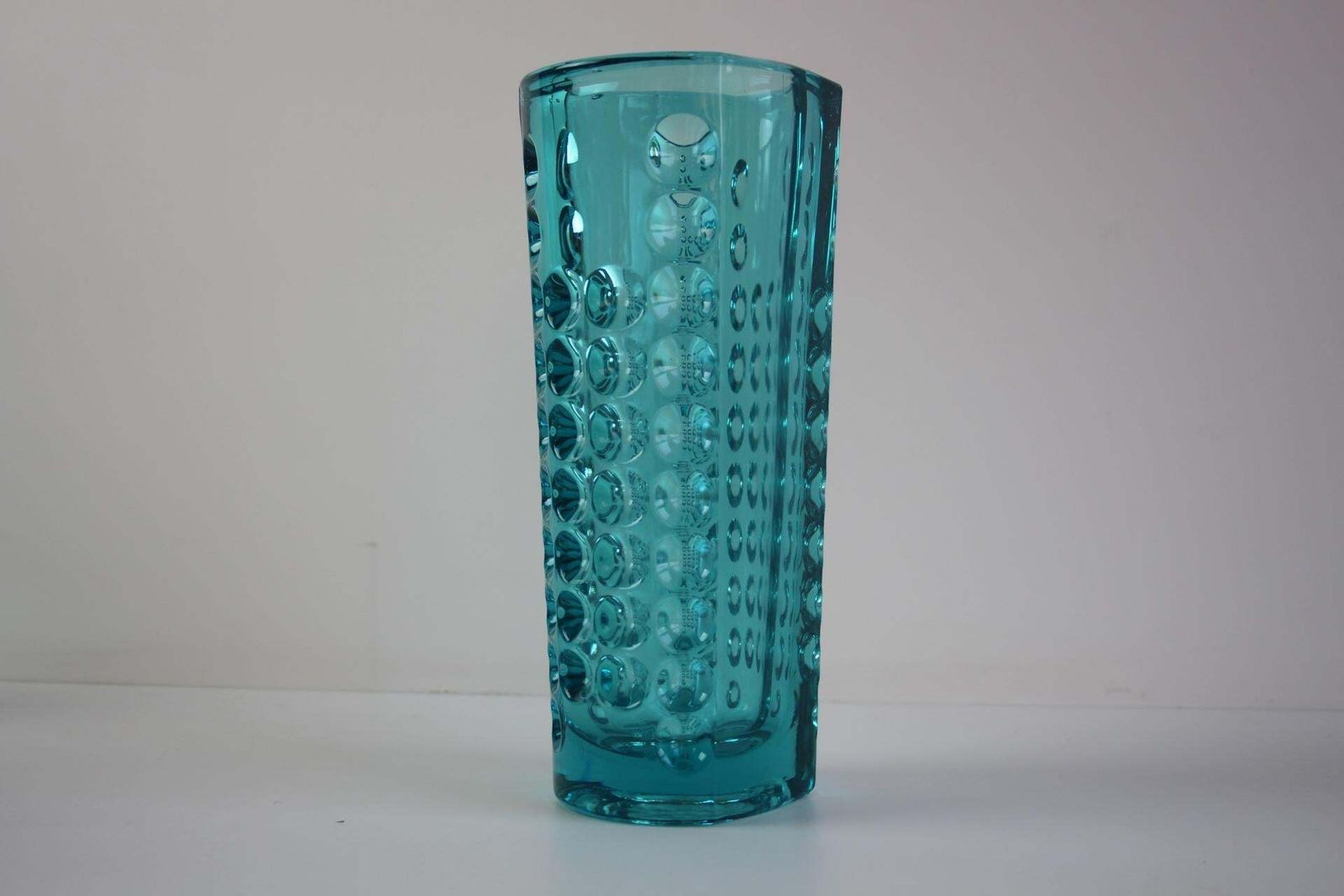 Mid Century Turquoise Pressed Glass Vase By Rudolf Jurnikl, Czechoslovakia, 1960 photo furniture