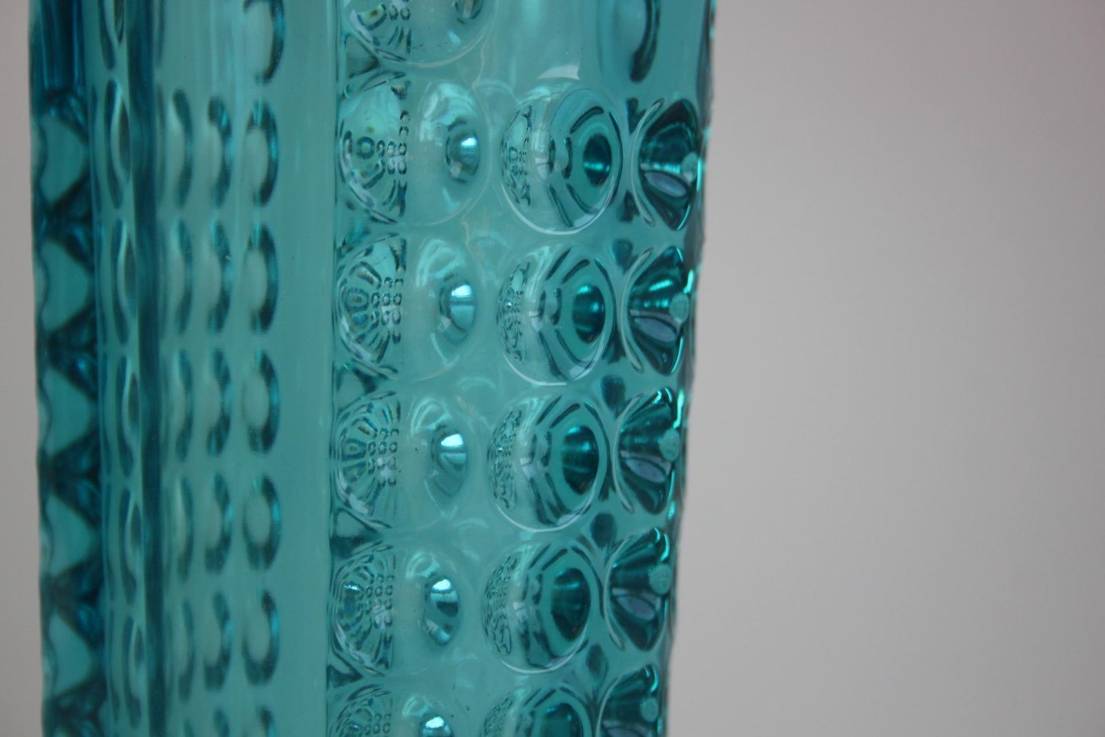 Mid Century Turquoise Geperst Glazen Vaas Van Rudolf Jurnikl, Tsjecho Slowakije, 1960 photo 397.0