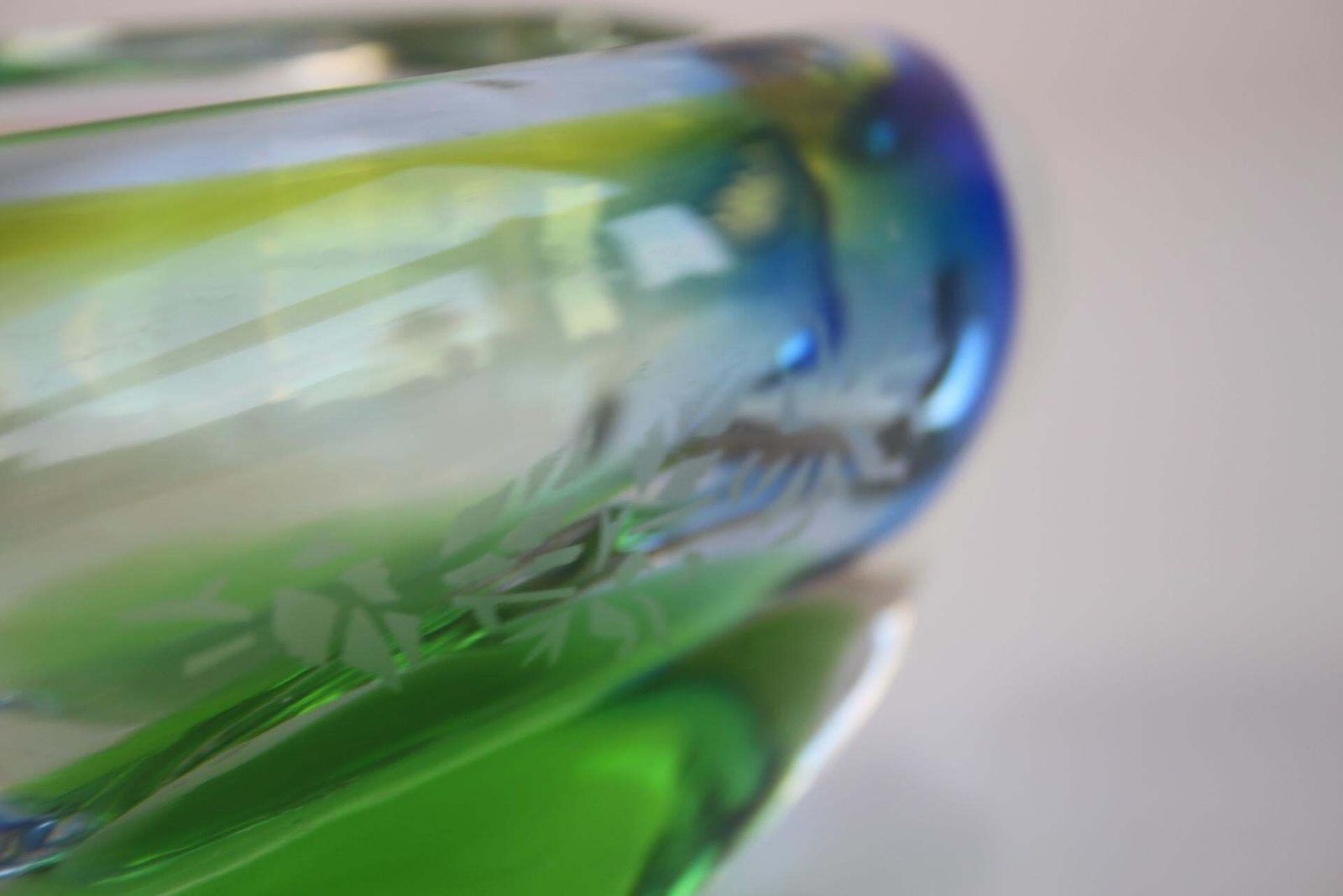 photo for sale Mid Century Czech Ashtray, Hand Formed Art Glass, C. 1960s